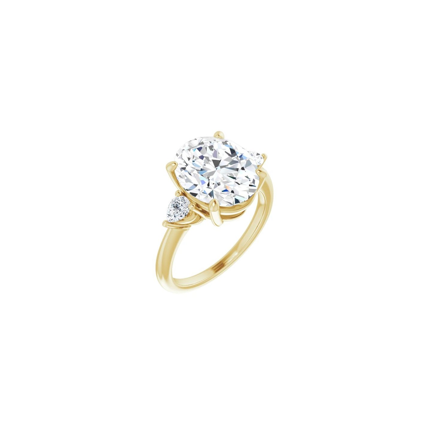 Oval Three-Stone Engagement Ring | Metal Type=14K Yellow Gold | Center Stone Size=3 CT | Image 1