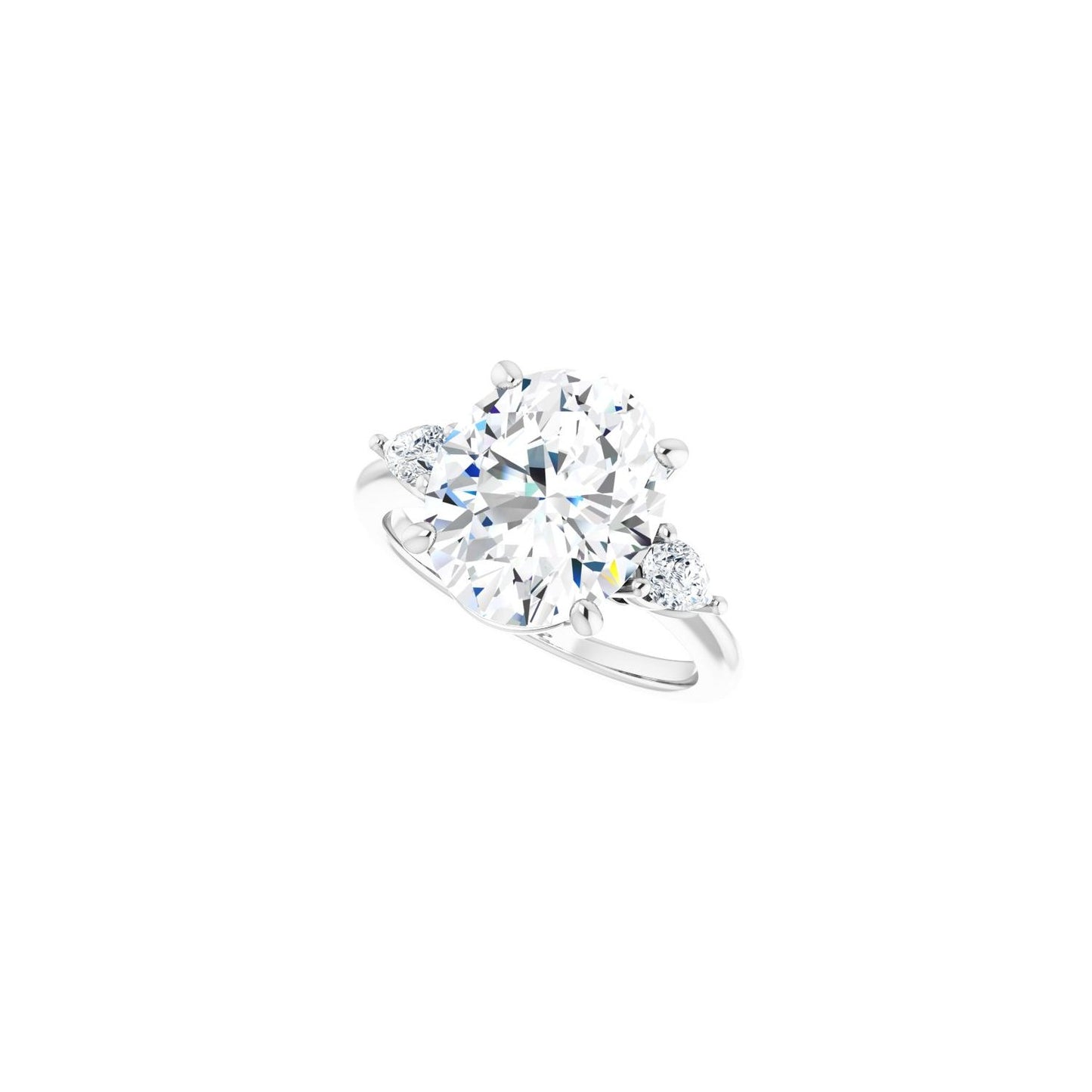 Oval Three-Stone Engagement Ring | Metal Type=14K White Gold | Center Stone Size=3 CT | Image 5