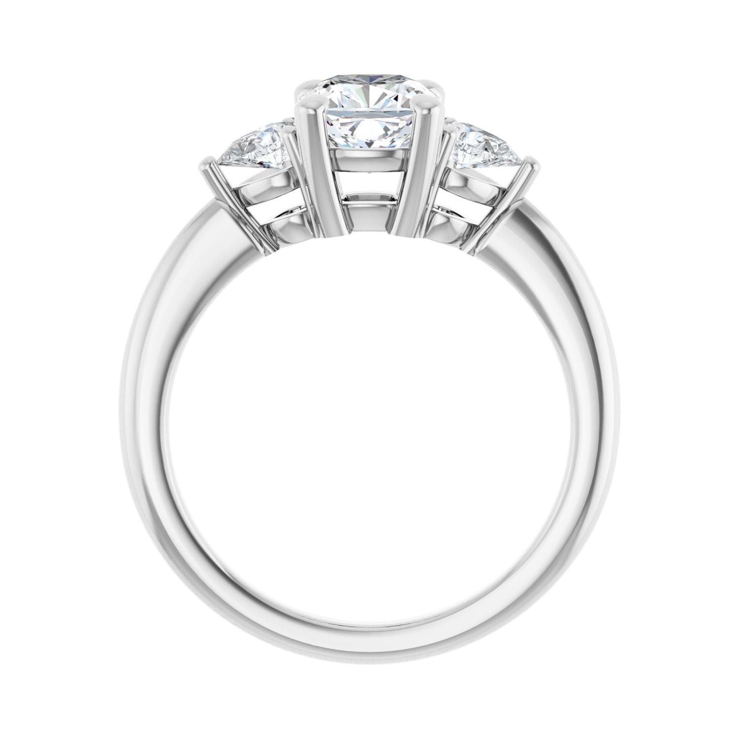 Cushion Three-Stone Engagement Ring | Metal Type=14K White Gold | Center Stone Size=1 CT | Image 2