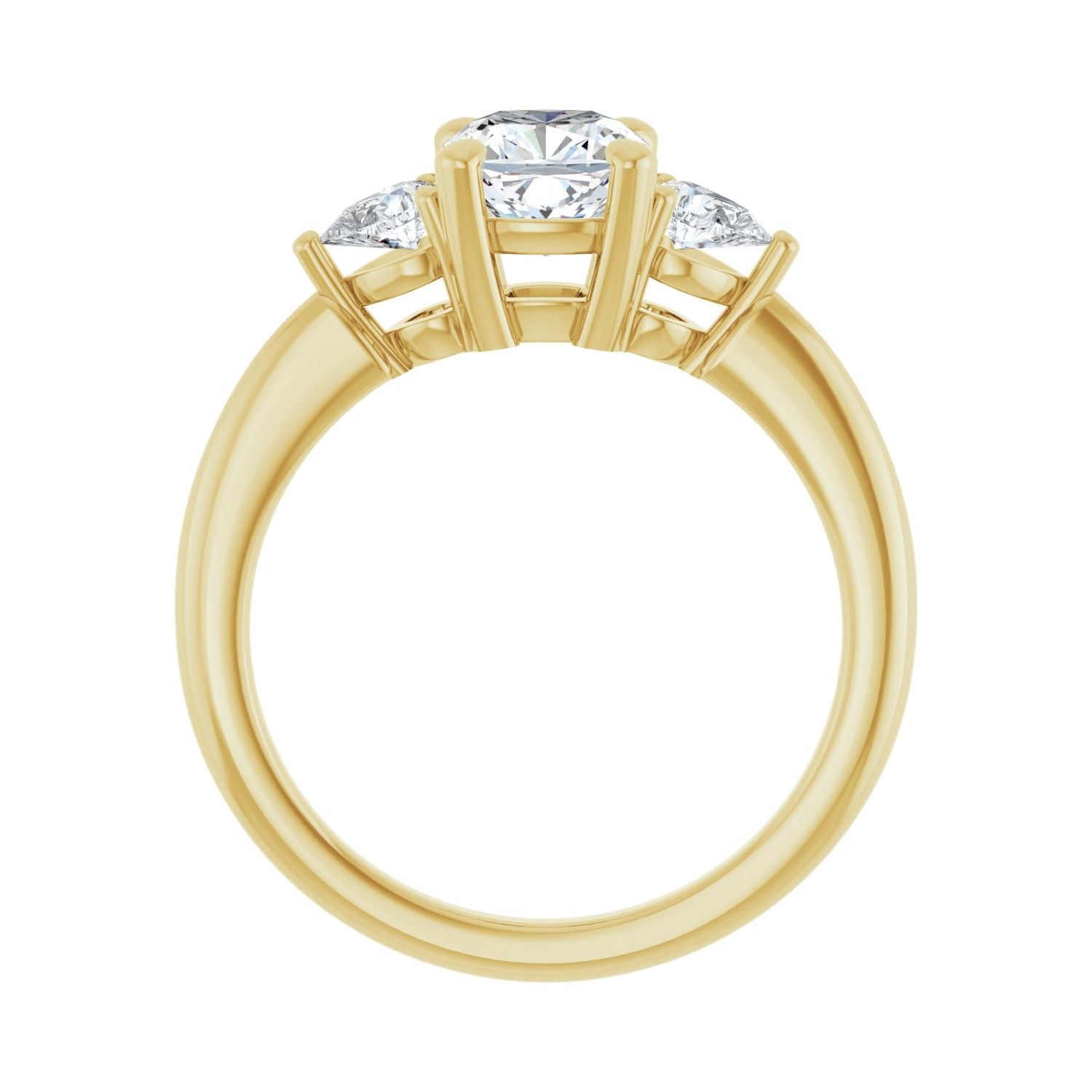 Cushion Three-Stone Engagement Ring | Metal Type=14K Yellow Gold | Center Stone Size=1 CT | Image 2