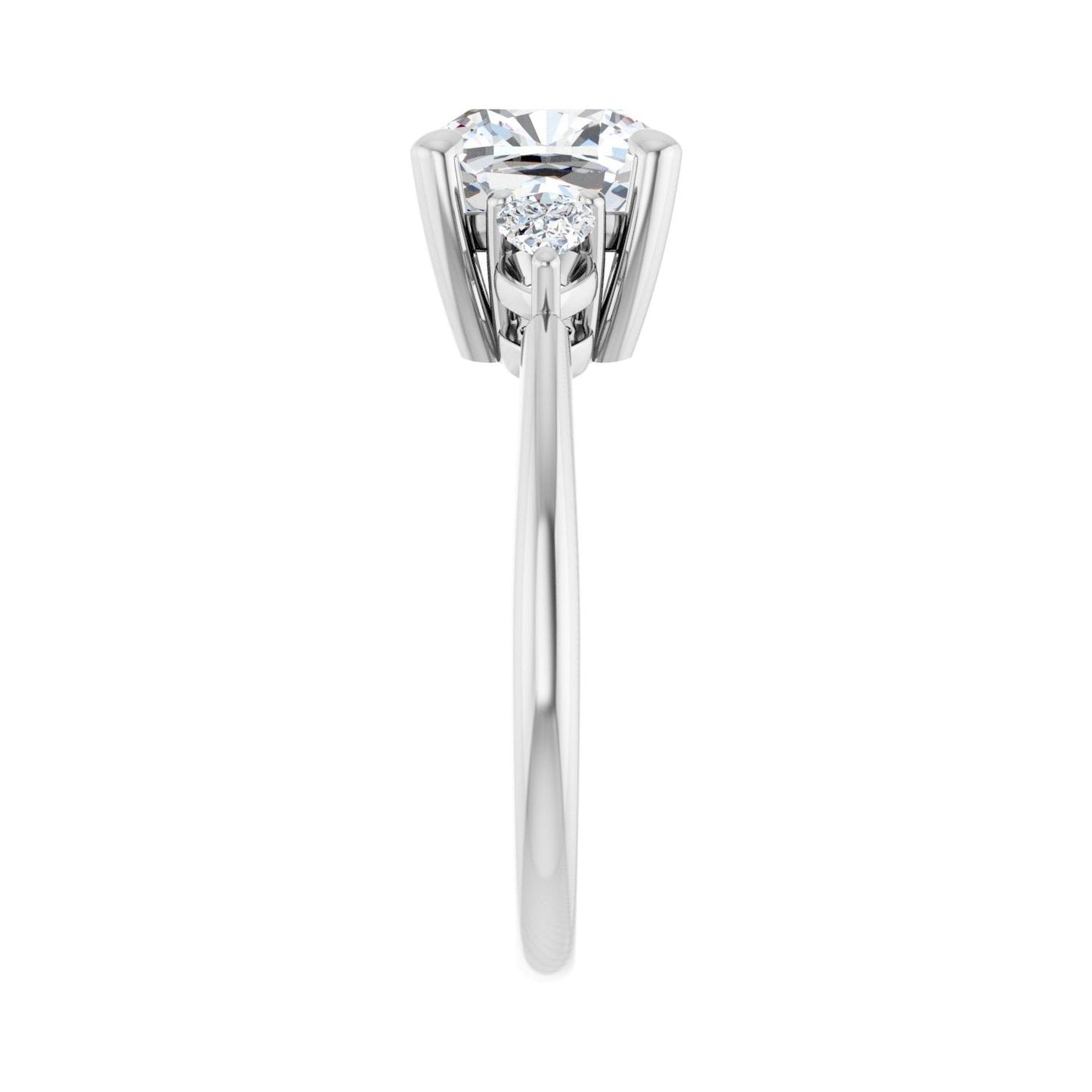 Cushion Three-Stone Engagement Ring | Metal Type=14K White Gold | Center Stone Size=3 CT | Image 4