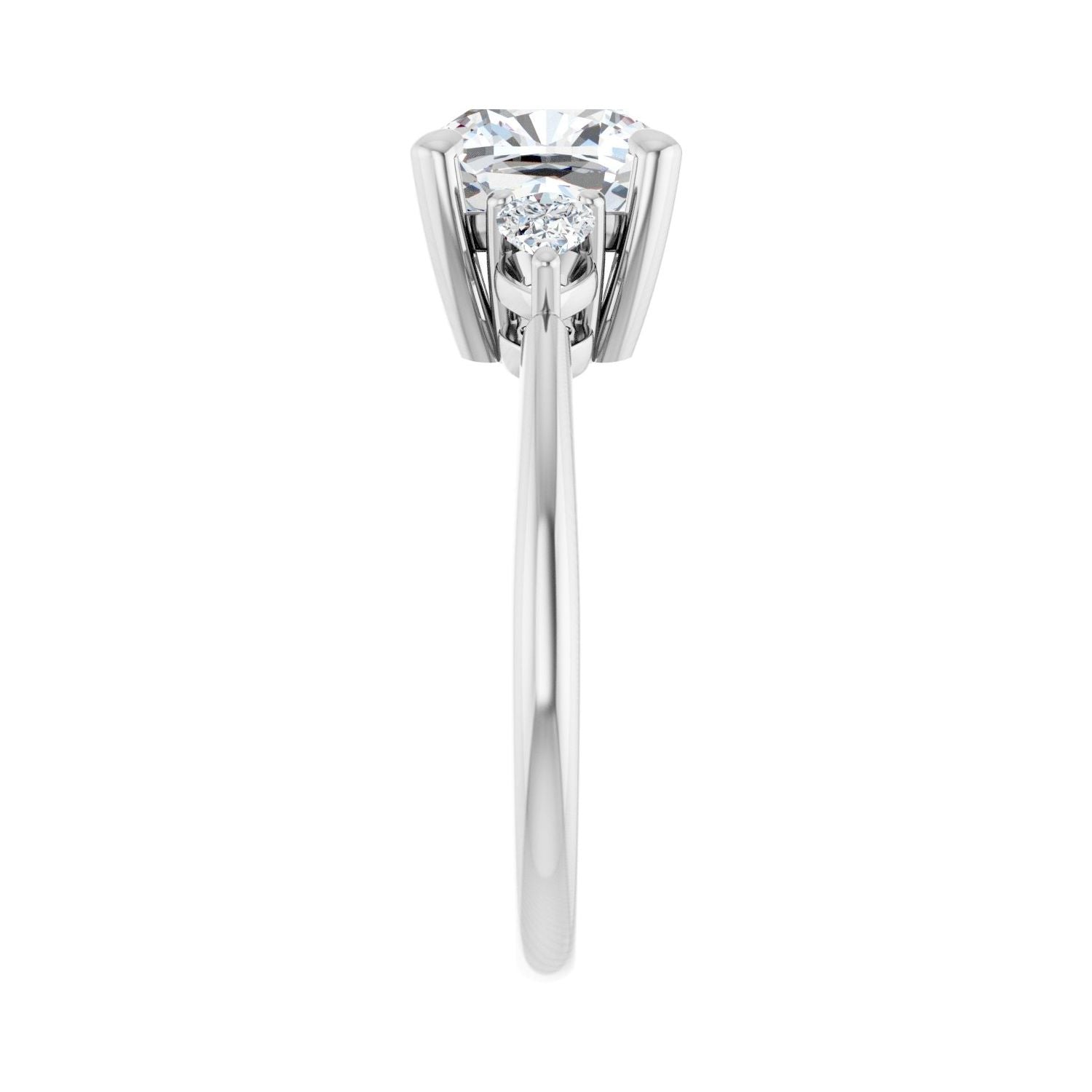 Cushion Three-Stone Engagement Ring | Metal Type=14K White Gold | Center Stone Size=3 CT | Image 4