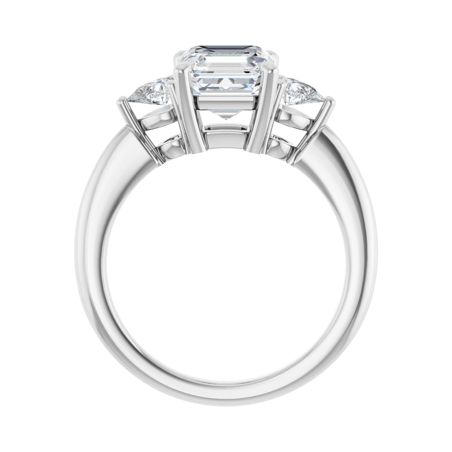 Asscher Three-Stone Engagement Ring | Metal Type=14K White Gold | Center Stone Size=2 CT | Image 2