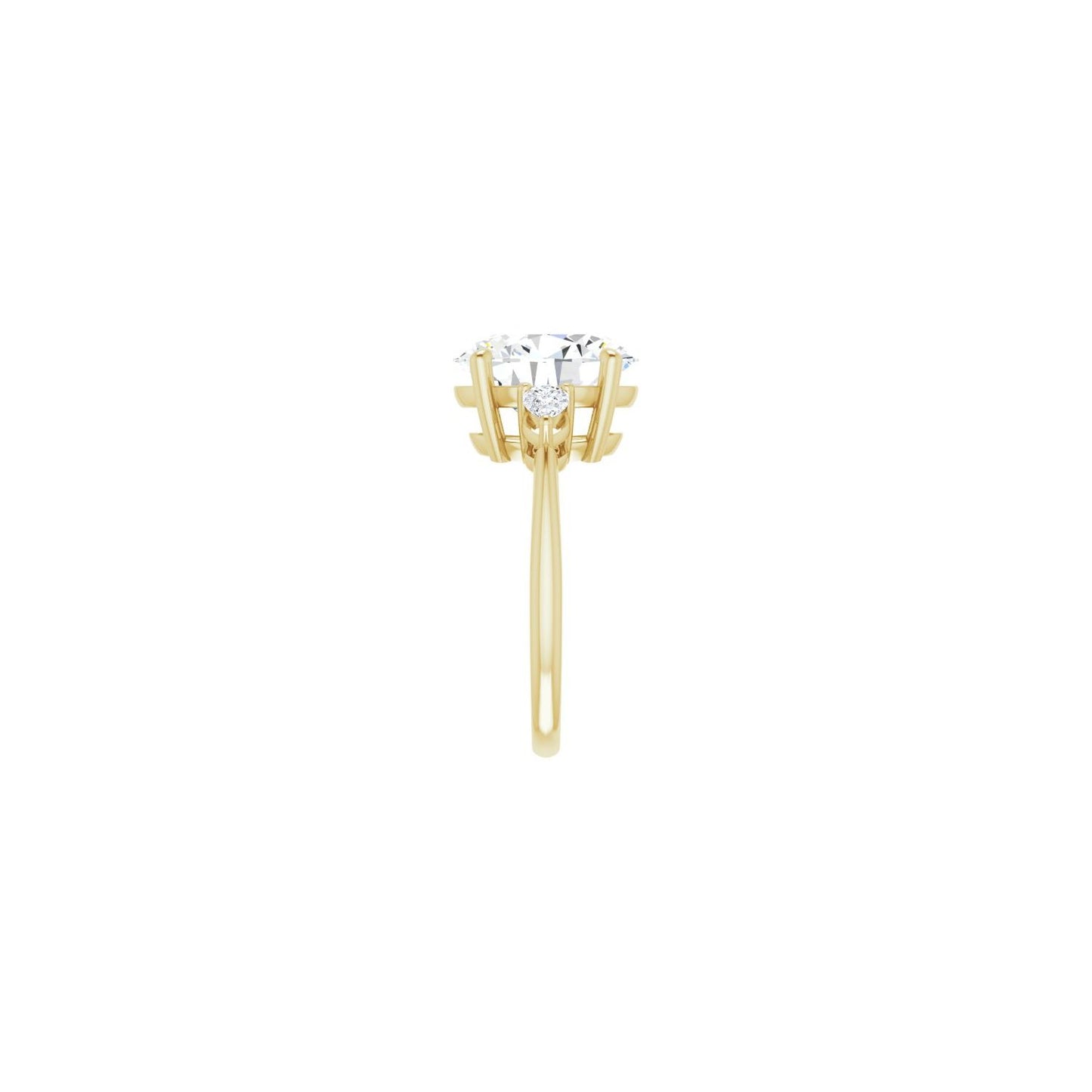 Oval Three-Stone Engagement Ring | Metal Type=14K Yellow Gold | Center Stone Size=3 CT | Image 4