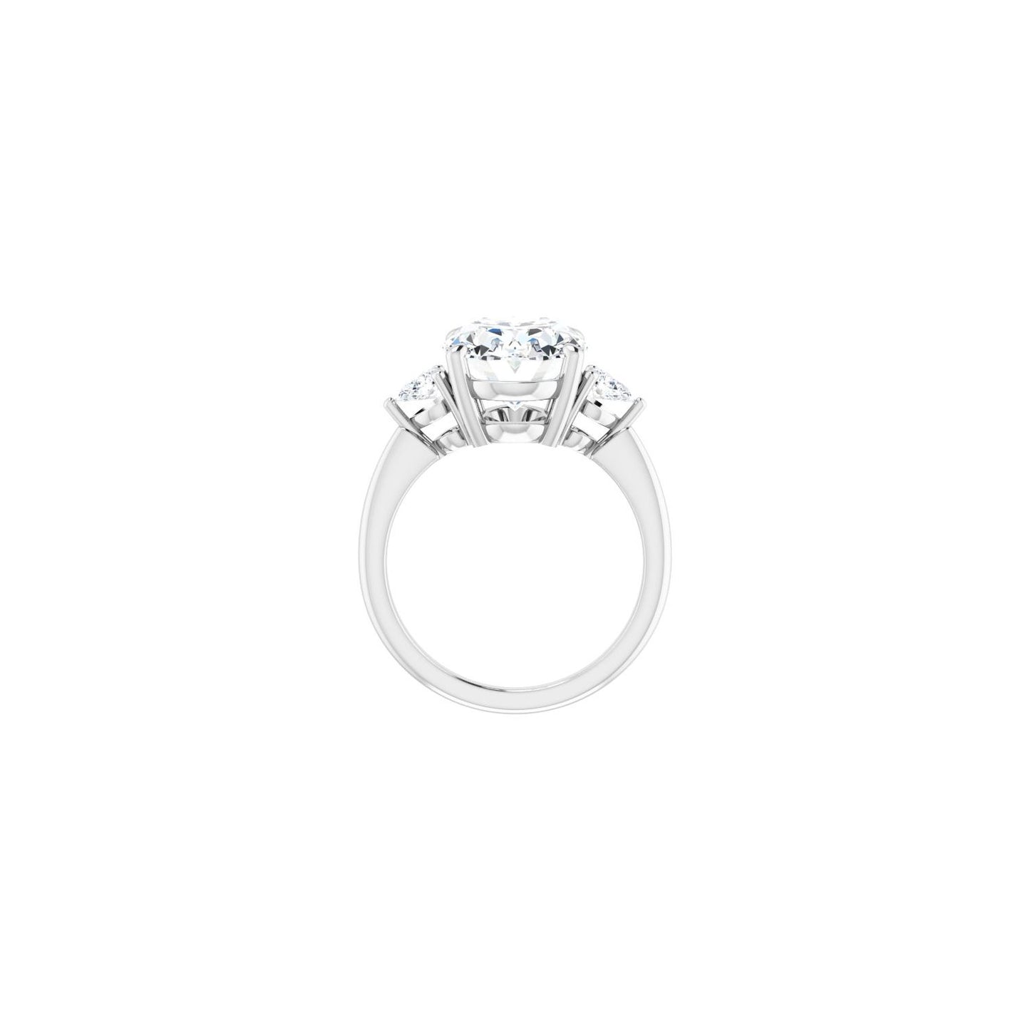 Oval Three-Stone Engagement Ring | Metal Type=14K White Gold | Center Stone Size=3 CT | Image 2