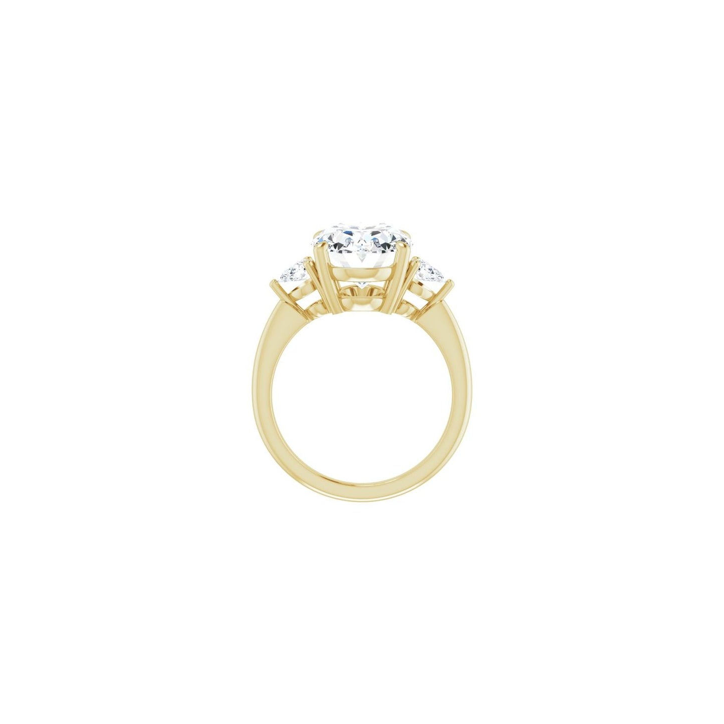 Oval Three-Stone Engagement Ring | Metal Type=14K Yellow Gold | Center Stone Size=3 CT | Image 2
