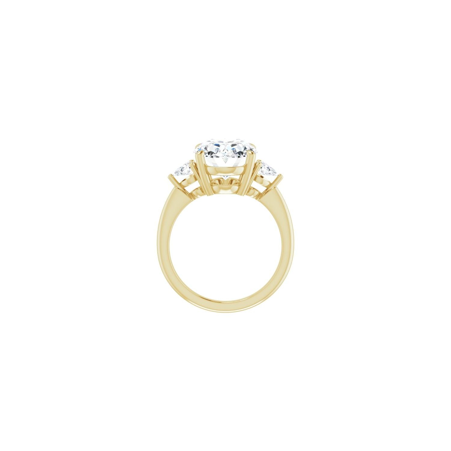 Oval Three-Stone Engagement Ring | Metal Type=14K Yellow Gold | Center Stone Size=3 CT | Image 2
