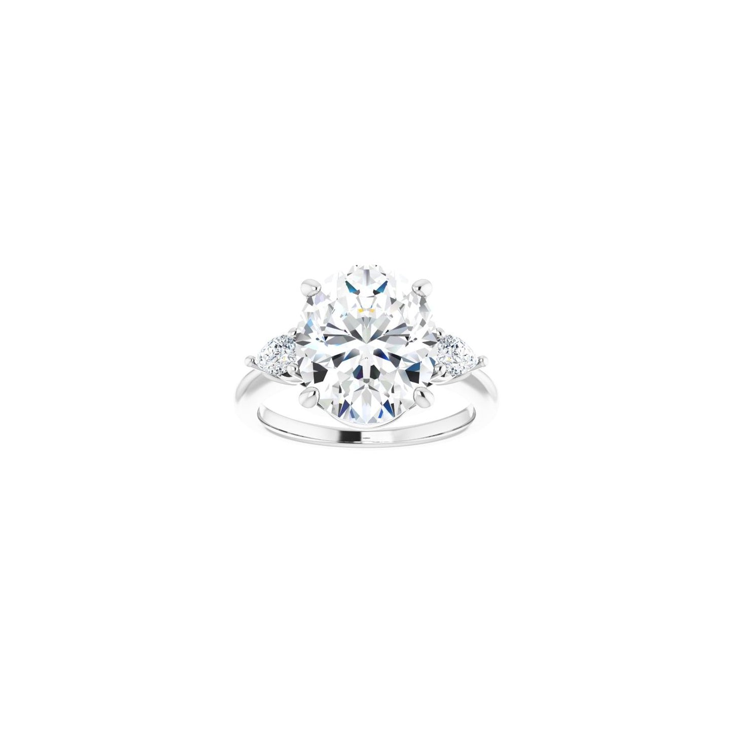 Oval Three-Stone Engagement Ring | Metal Type=14K White Gold | Center Stone Size=3 CT | Image 3