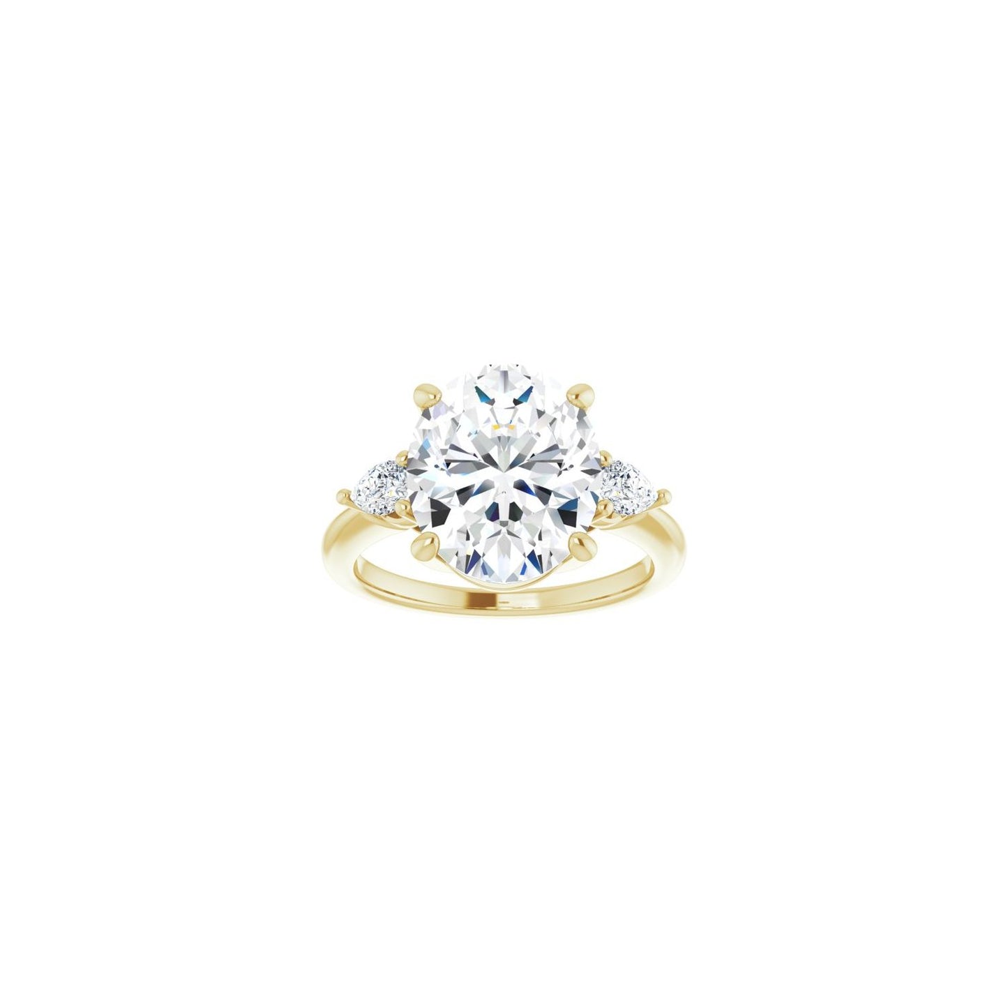 Oval Three-Stone Engagement Ring | Metal Type=14K Yellow Gold | Center Stone Size=3 CT | Image 3