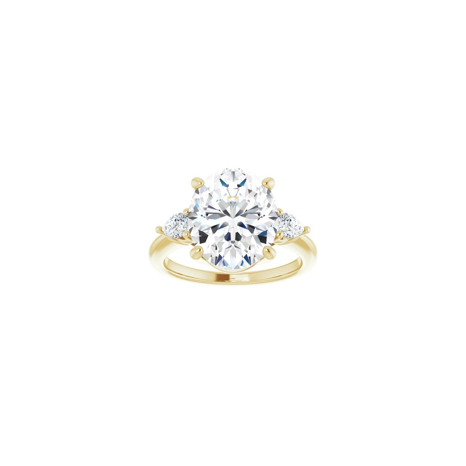 Oval Three-Stone Engagement Ring | Metal Type=14K Yellow Gold | Center Stone Size=3 CT | Image 3