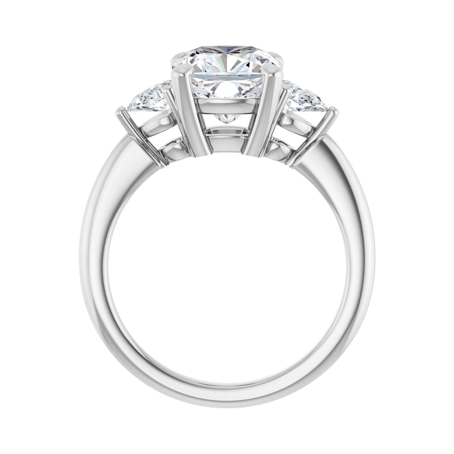 Cushion Three-Stone Engagement Ring | Metal Type=14K White Gold | Center Stone Size=3 CT | Image 2
