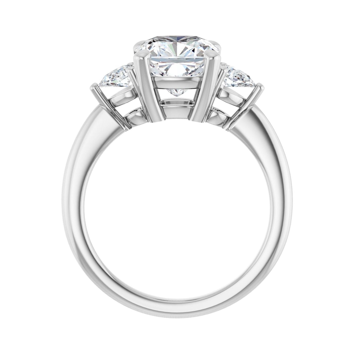 Cushion Three-Stone Engagement Ring | Metal Type=14K White Gold | Center Stone Size=3 CT | Image 2