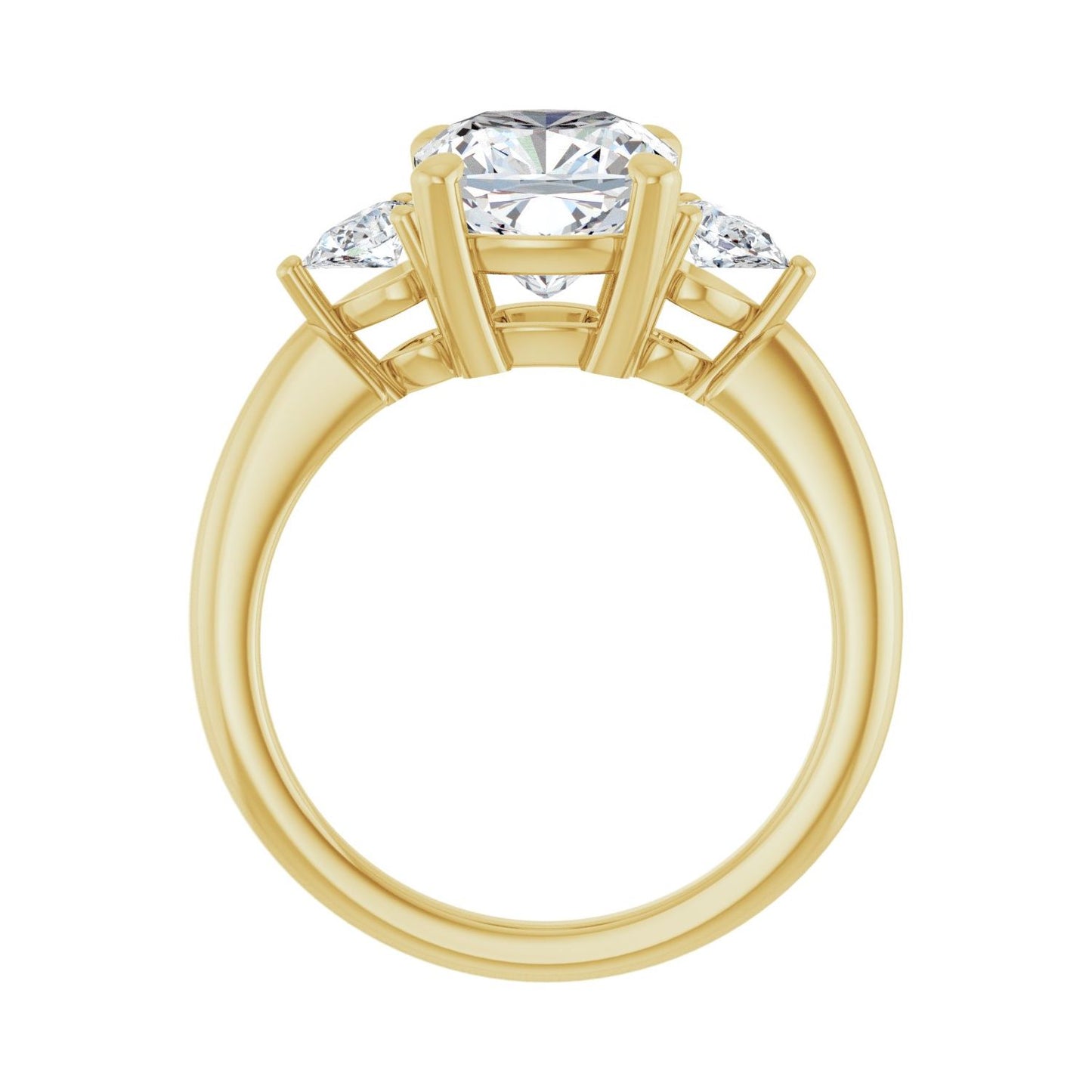 Cushion Three-Stone Engagement Ring | Metal Type=14K Yellow Gold | Center Stone Size=3 CT | Image 2