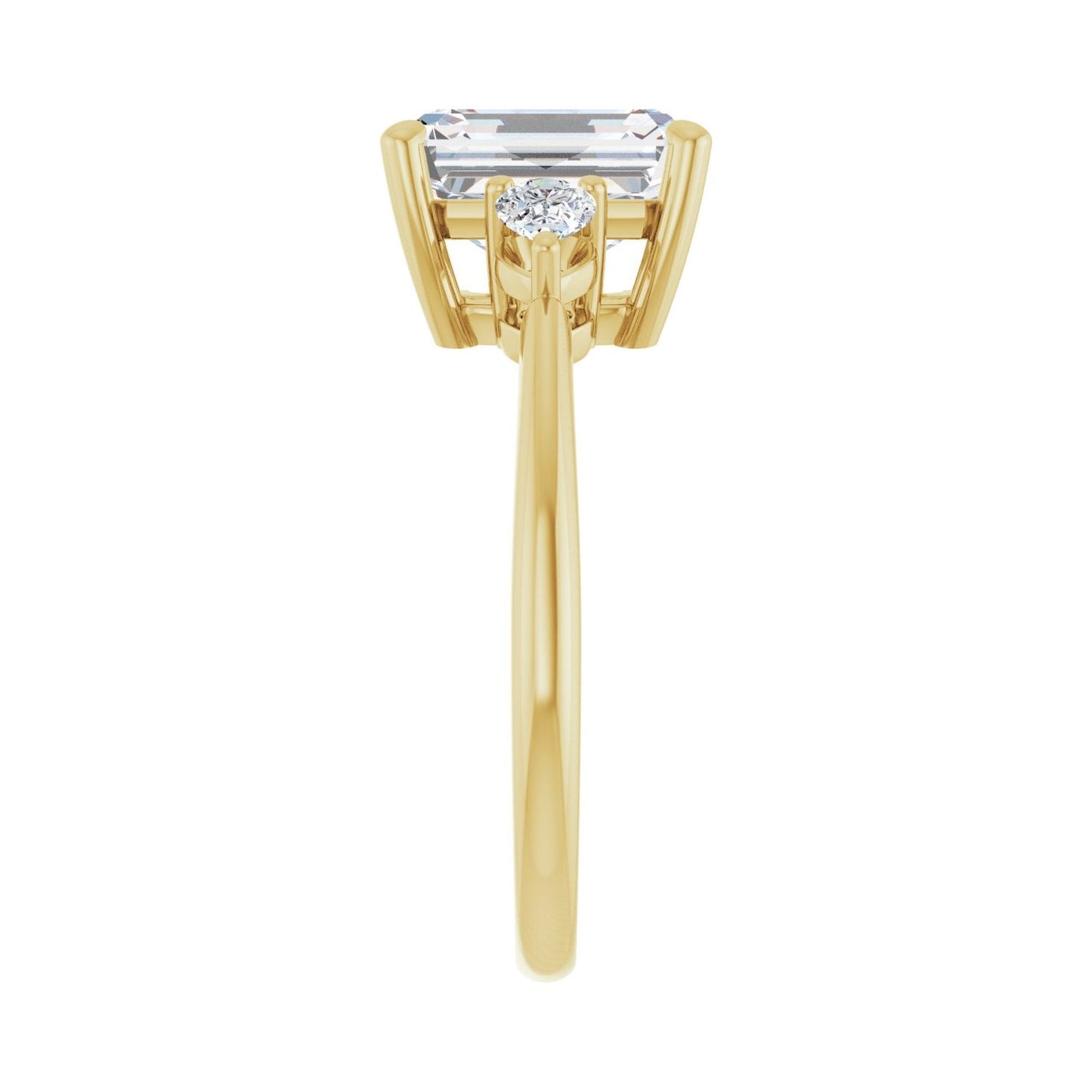 Emerald Three-Stone Engagement Ring | Metal Type=14K Yellow Gold | Center Stone Size=2.5 CT | Image 4