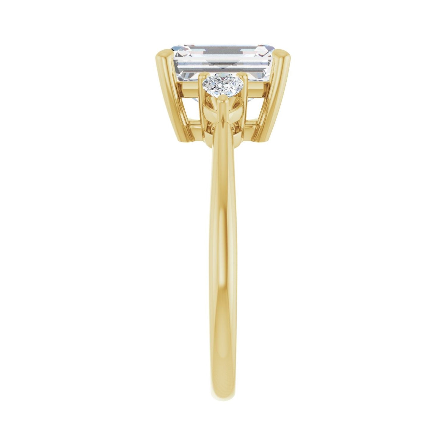 Emerald Three-Stone Engagement Ring | Metal Type=14K Yellow Gold | Center Stone Size=2.5 CT | Image 4