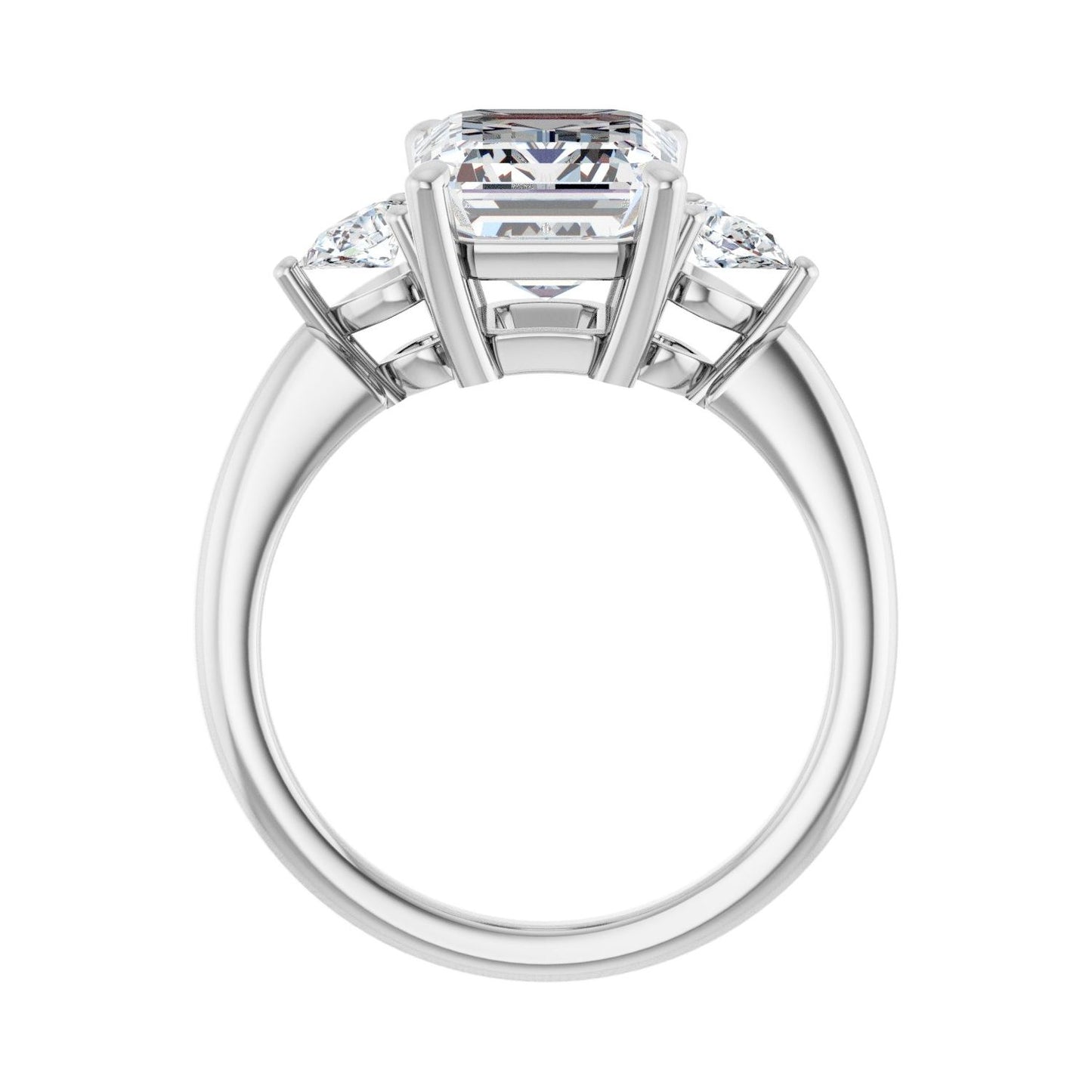 Emerald Three-Stone Engagement Ring | Metal Type=14K White Gold | Center Stone Size=3 CT | Image 2