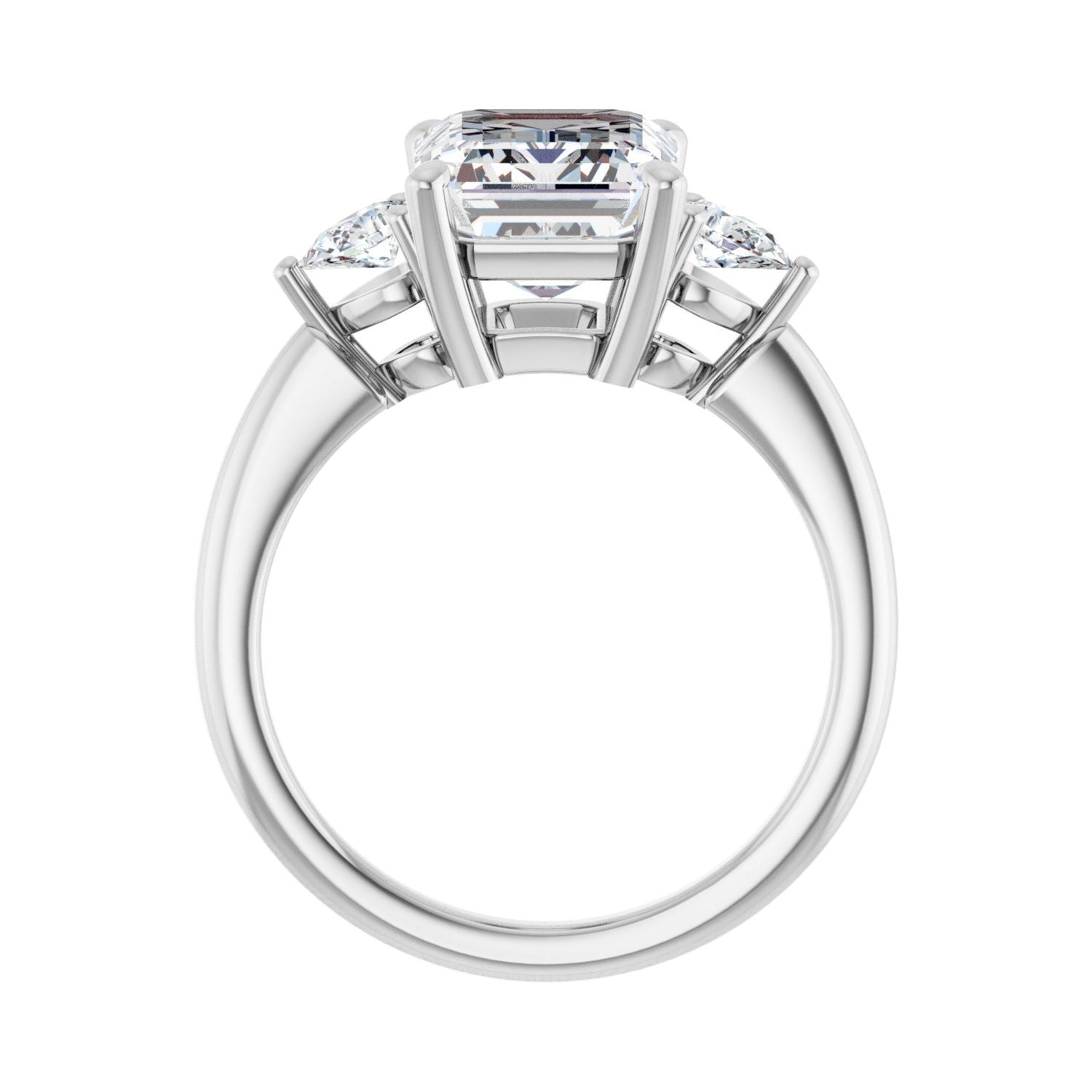 Emerald Three-Stone Engagement Ring | Metal Type=14K White Gold | Center Stone Size=3 CT | Image 2