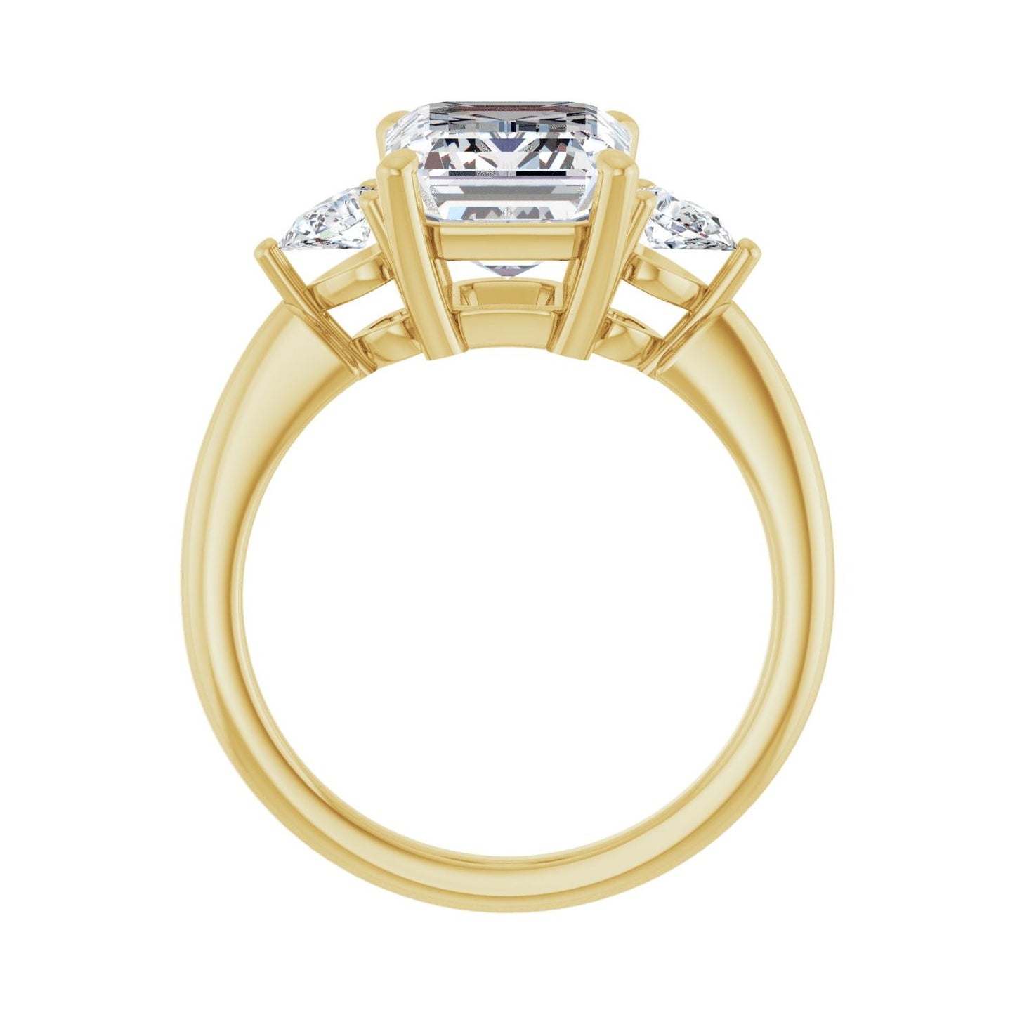 Emerald Three-Stone Engagement Ring | Metal Type=14K Yellow Gold | Center Stone Size=3 CT | Image 2