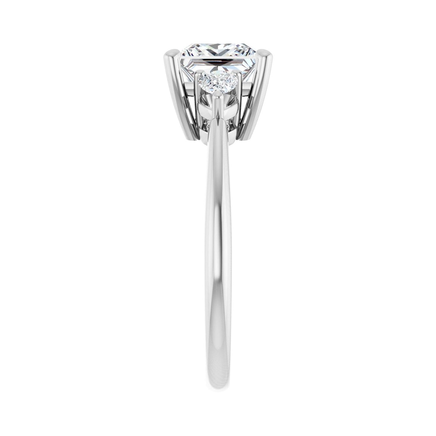 Square Three-Stone Engagement Ring | Metal Type=14K White Gold | Center Stone Size=1.5 CT | Image 4