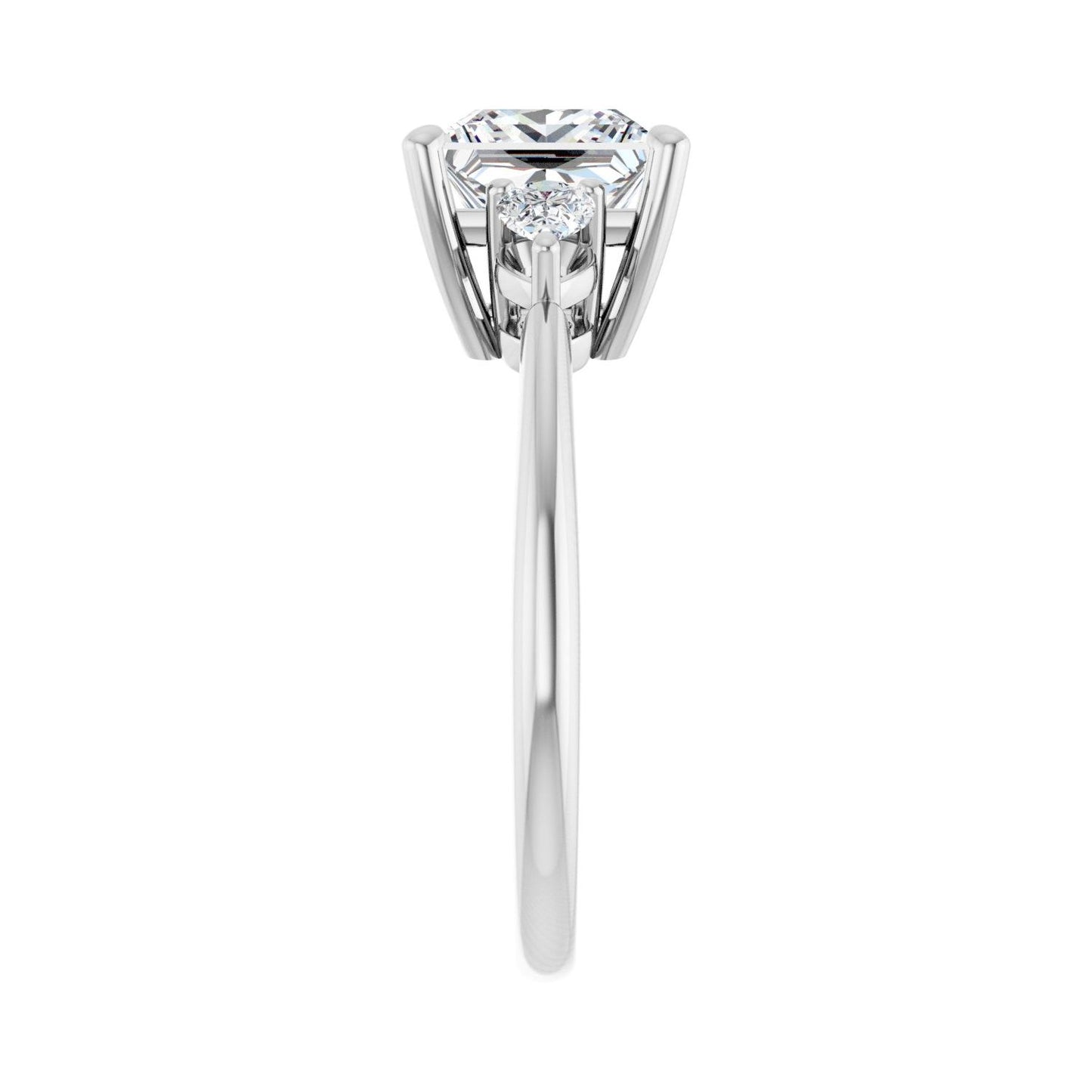 Square Three-Stone Engagement Ring | Metal Type=14K White Gold | Center Stone Size=2 CT | Image 4