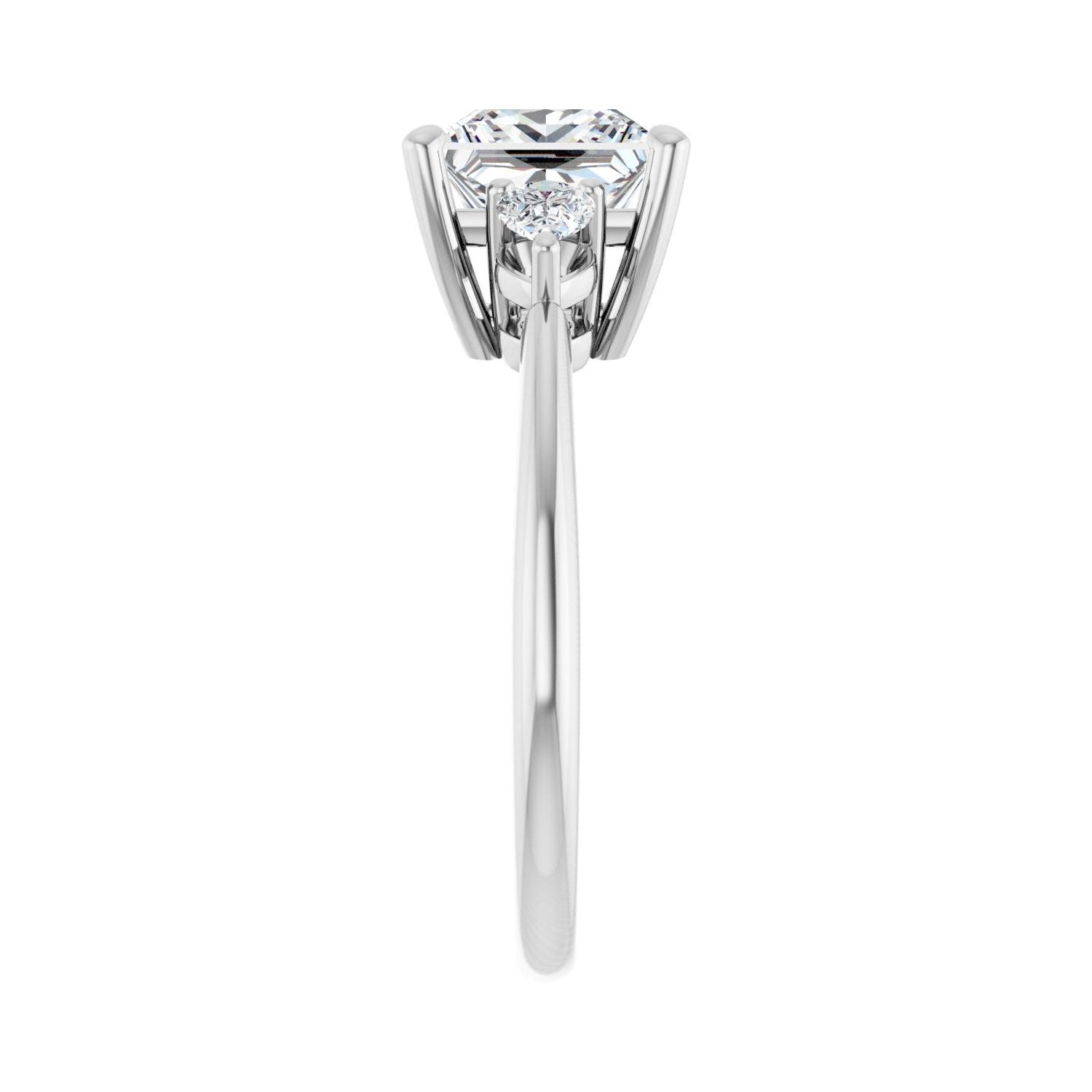 Square Three-Stone Engagement Ring | Metal Type=14K White Gold | Center Stone Size=2 CT | Image 4
