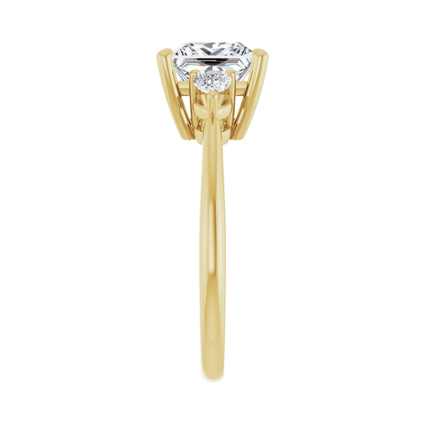 Square Three-Stone Engagement Ring | Metal Type=14K Yellow Gold | Center Stone Size=2 CT | Image 4