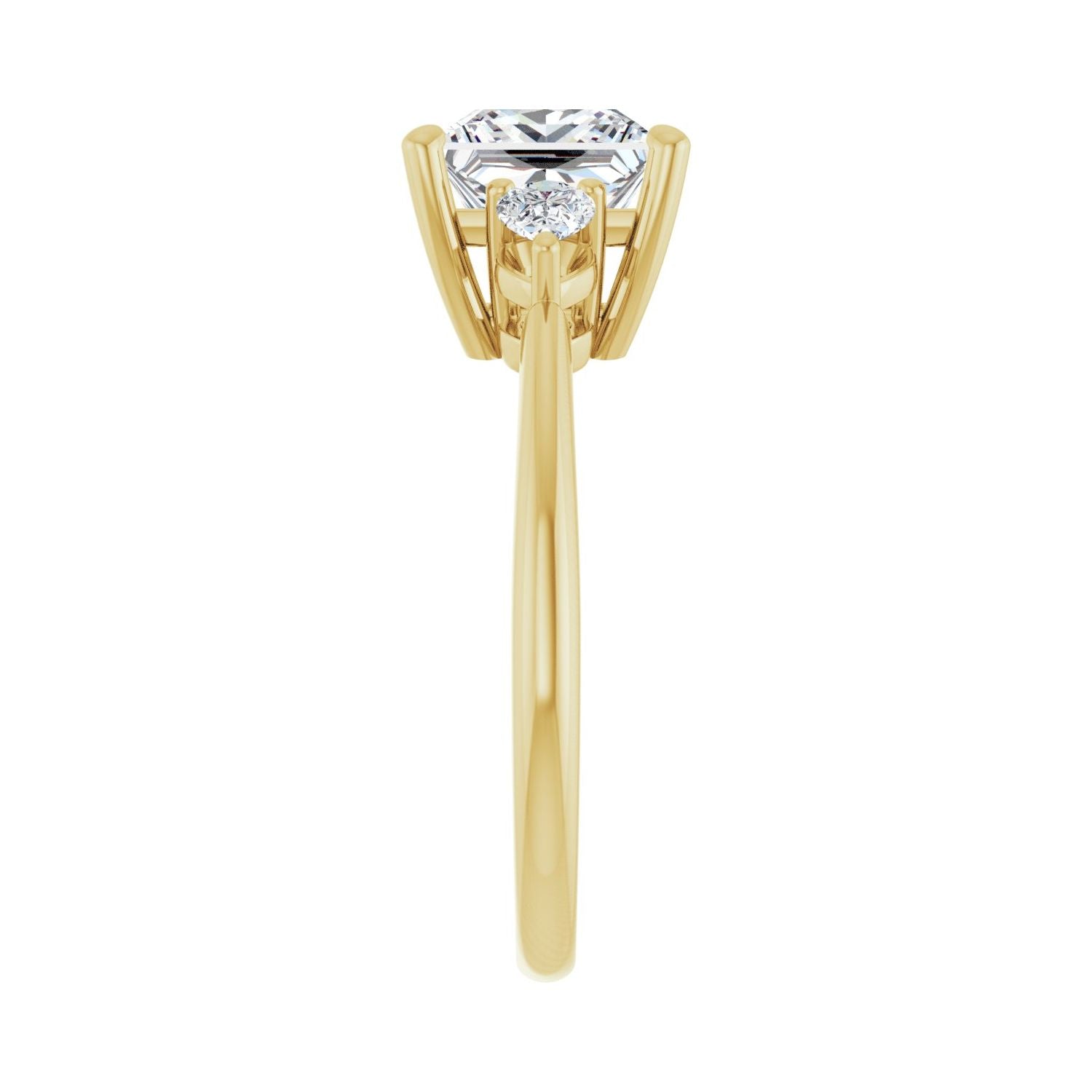 Square Three-Stone Engagement Ring | Metal Type=14K Yellow Gold | Center Stone Size=2 CT | Image 4