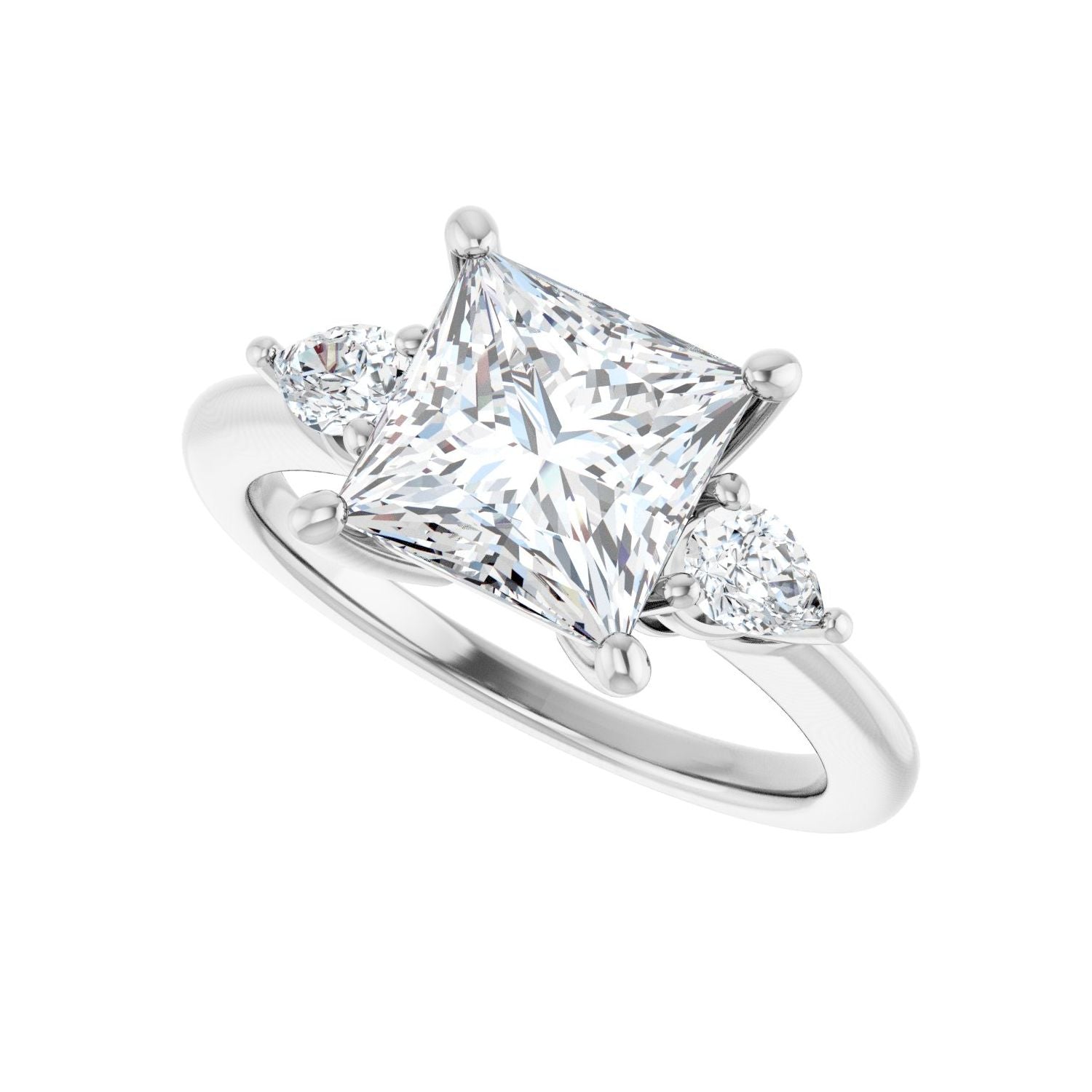 Square Three-Stone Engagement Ring | Metal Type=14K White Gold | Center Stone Size=2.5 CT | Image 5