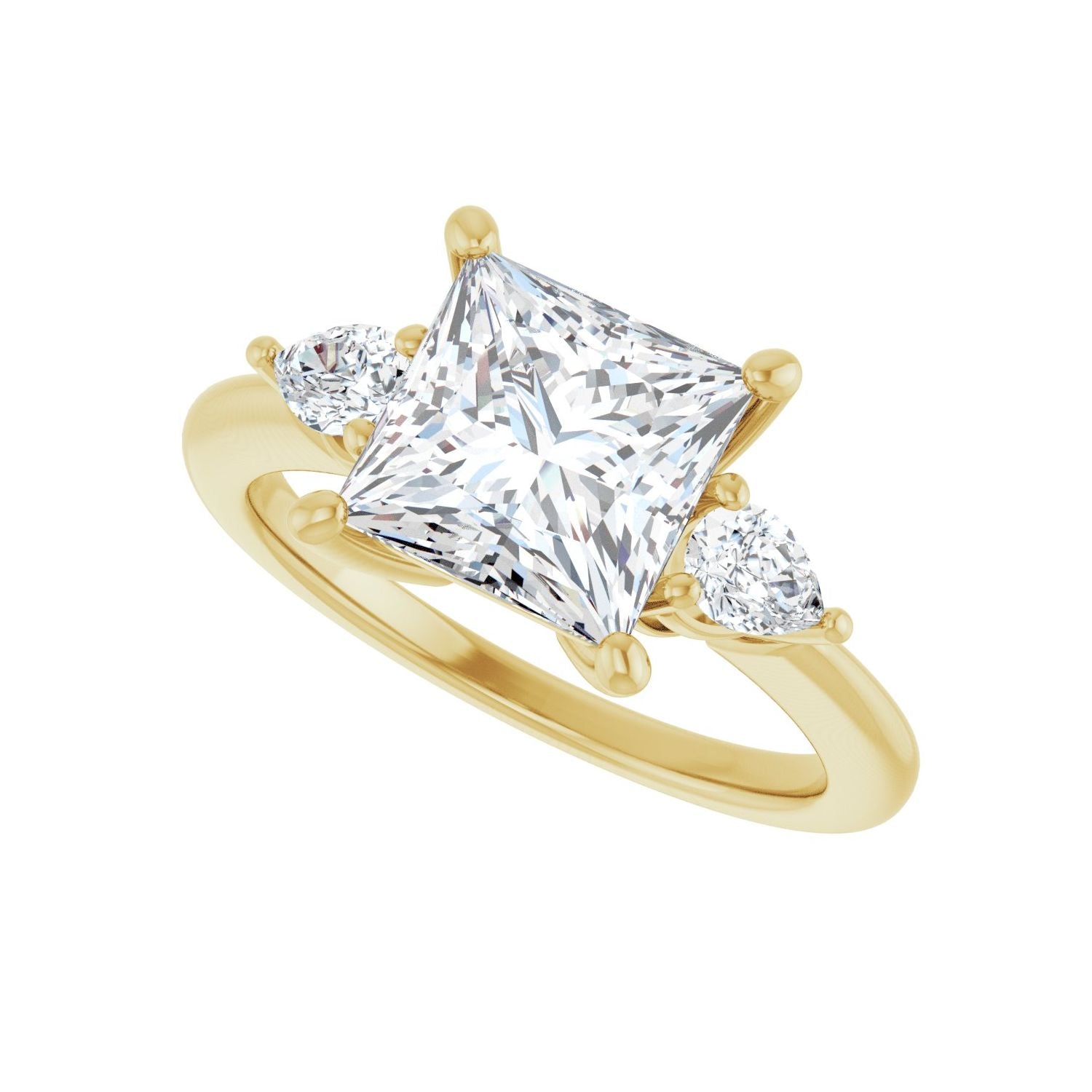 Square Three-Stone Engagement Ring | Metal Type=14K Yellow Gold | Center Stone Size=2.5 CT | Image 5