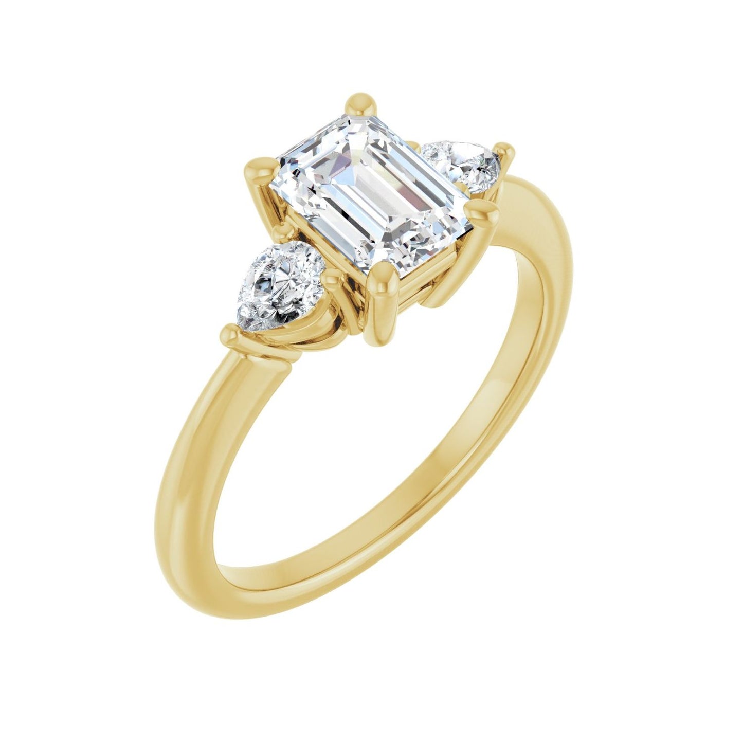 Emerald Three-Stone Engagement Ring | Metal Type=14K Yellow Gold | Center Stone Size=1.5 CT | Image 1