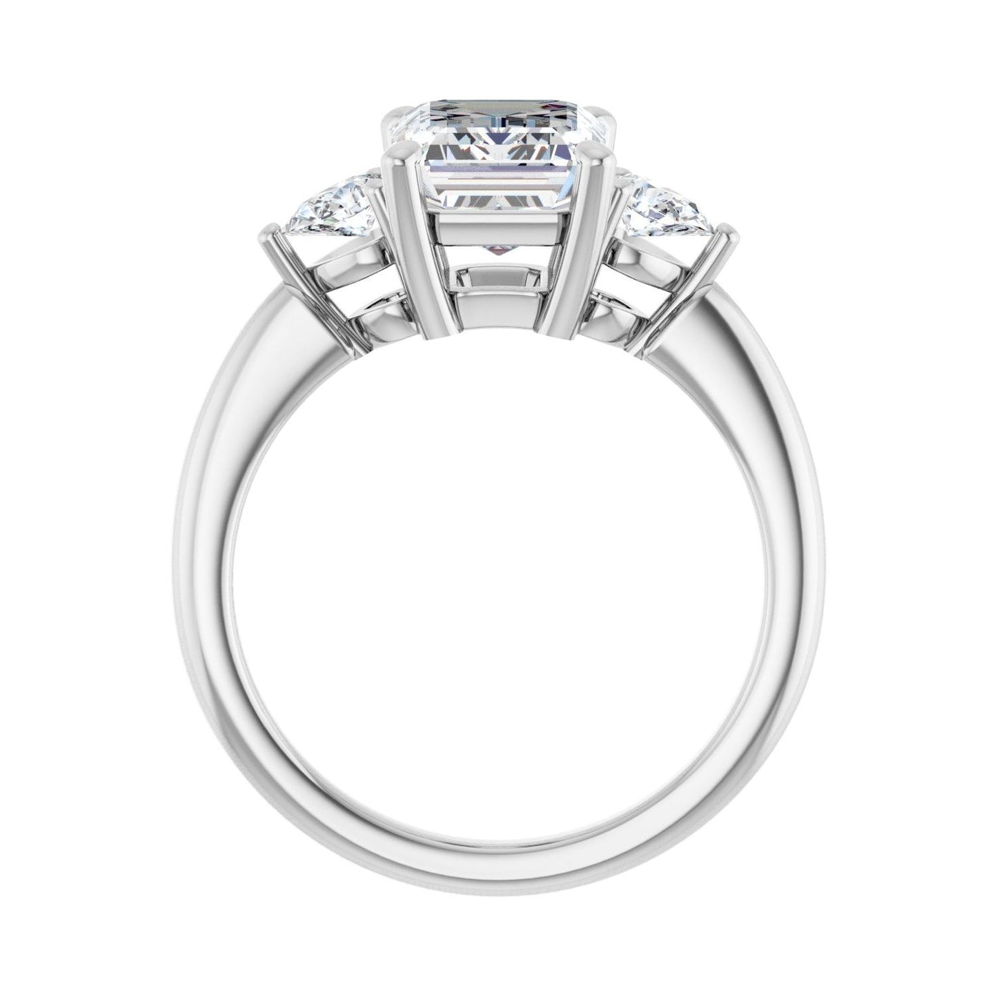 Emerald Three-Stone Engagement Ring | Metal Type=14K White Gold | Center Stone Size=2.5 CT | Image 2