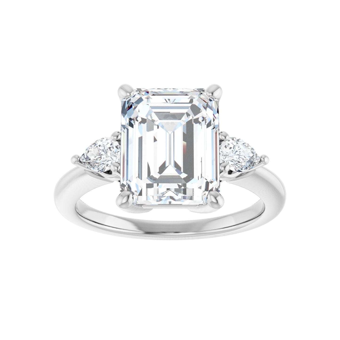 Emerald Three-Stone Engagement Ring | Metal Type=14K White Gold | Center Stone Size=3 CT | Image 3