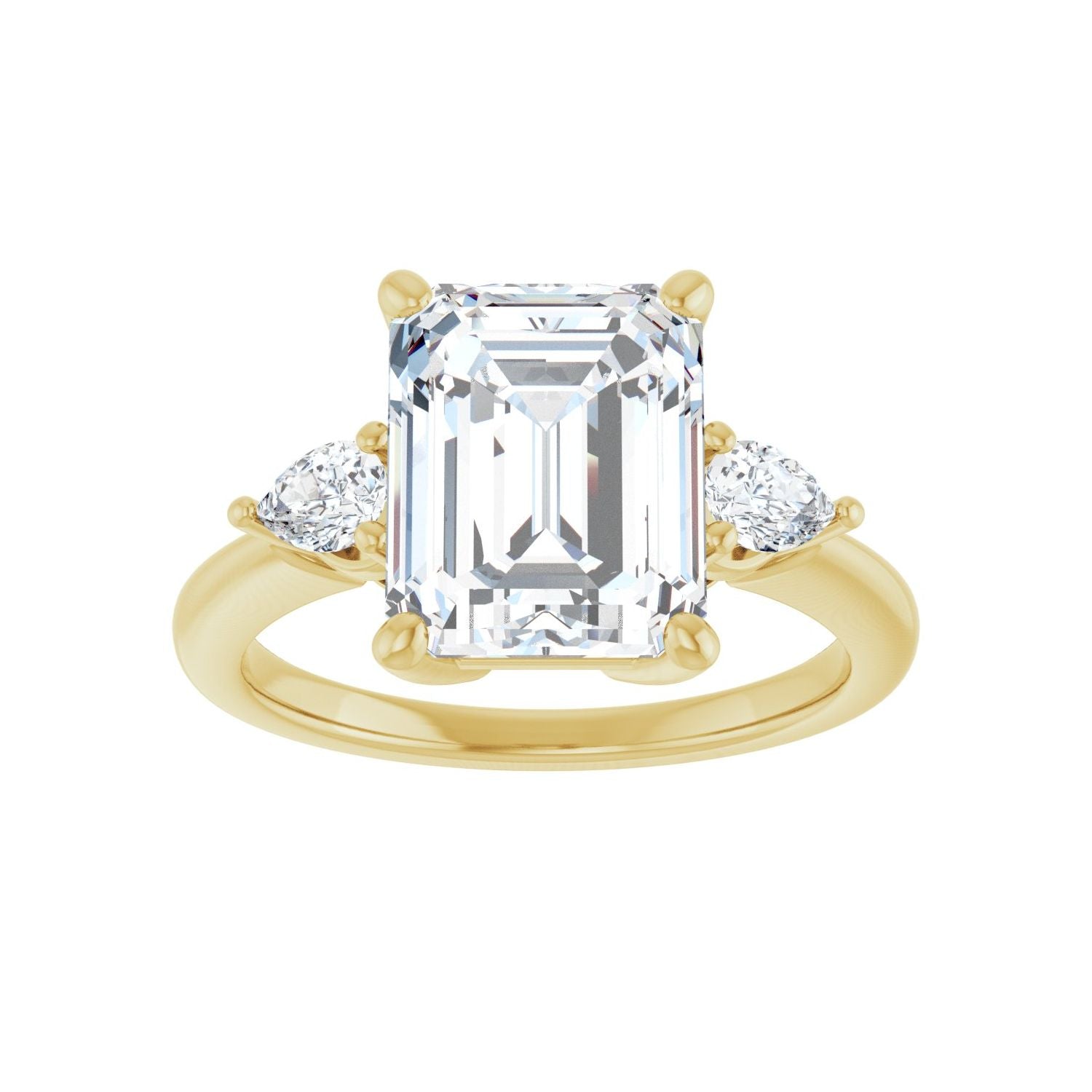 Emerald Three-Stone Engagement Ring | Metal Type=14K Yellow Gold | Center Stone Size=3 CT | Image 3