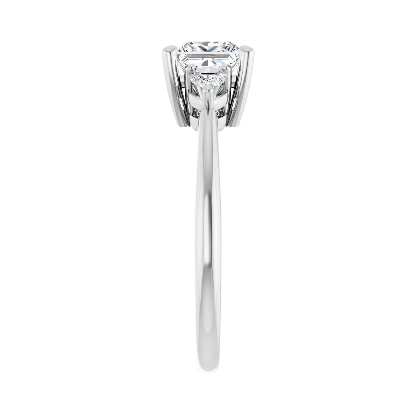Square Three-Stone Engagement Ring | Metal Type=14K White Gold | Center Stone Size=1 CT | Image 4