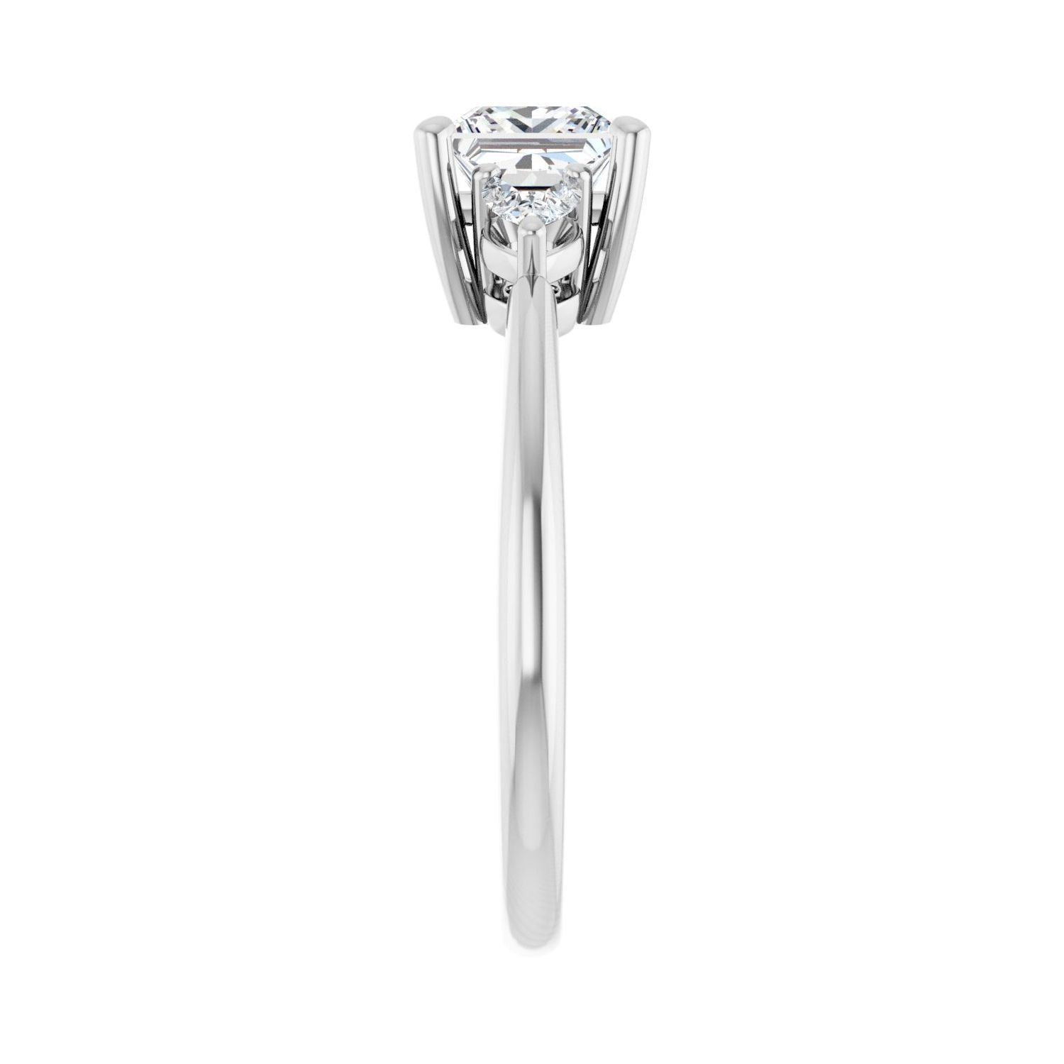 Square Three-Stone Engagement Ring | Metal Type=14K White Gold | Center Stone Size=1 CT | Image 4
