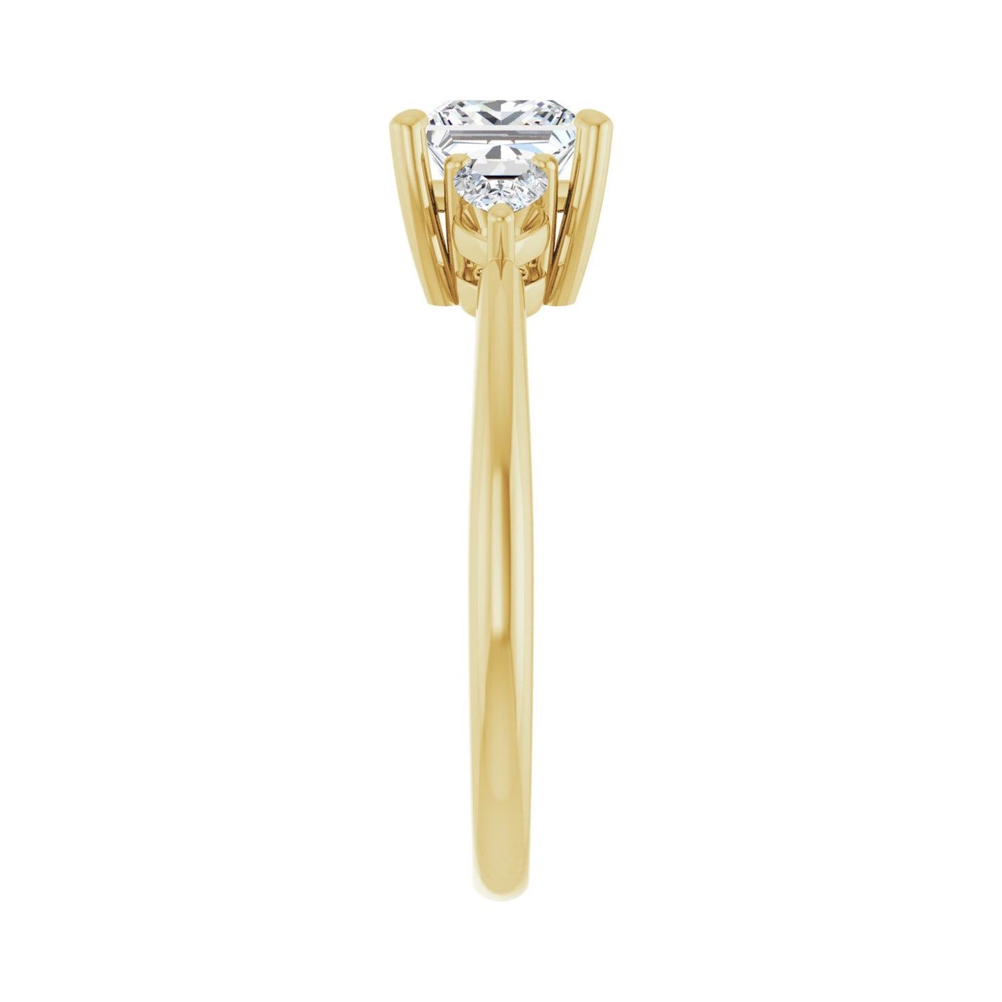 Square Three-Stone Engagement Ring | Metal Type=14K Yellow Gold | Center Stone Size=1 CT | Image 4