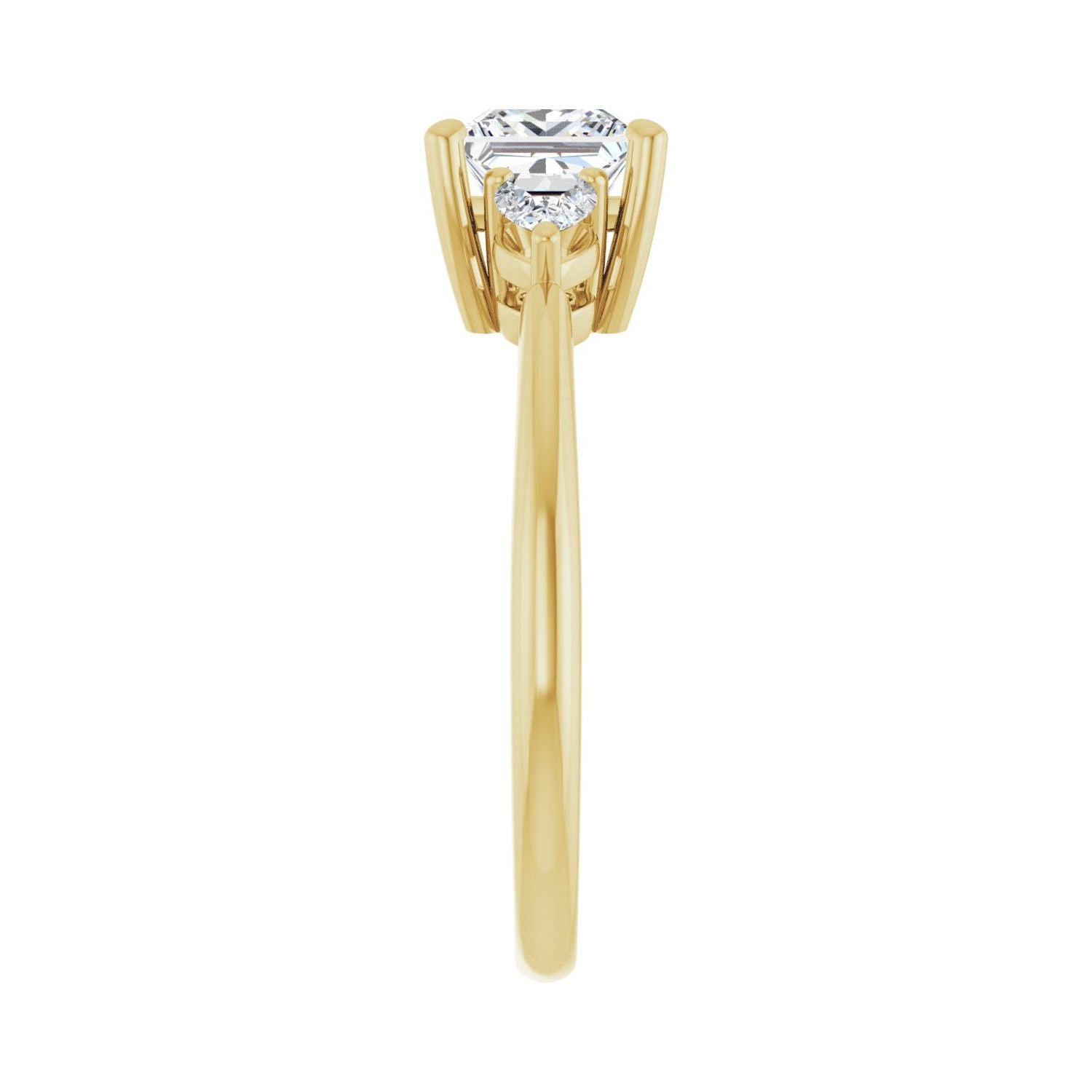 Square Three-Stone Engagement Ring | Metal Type=14K Yellow Gold | Center Stone Size=1 CT | Image 4