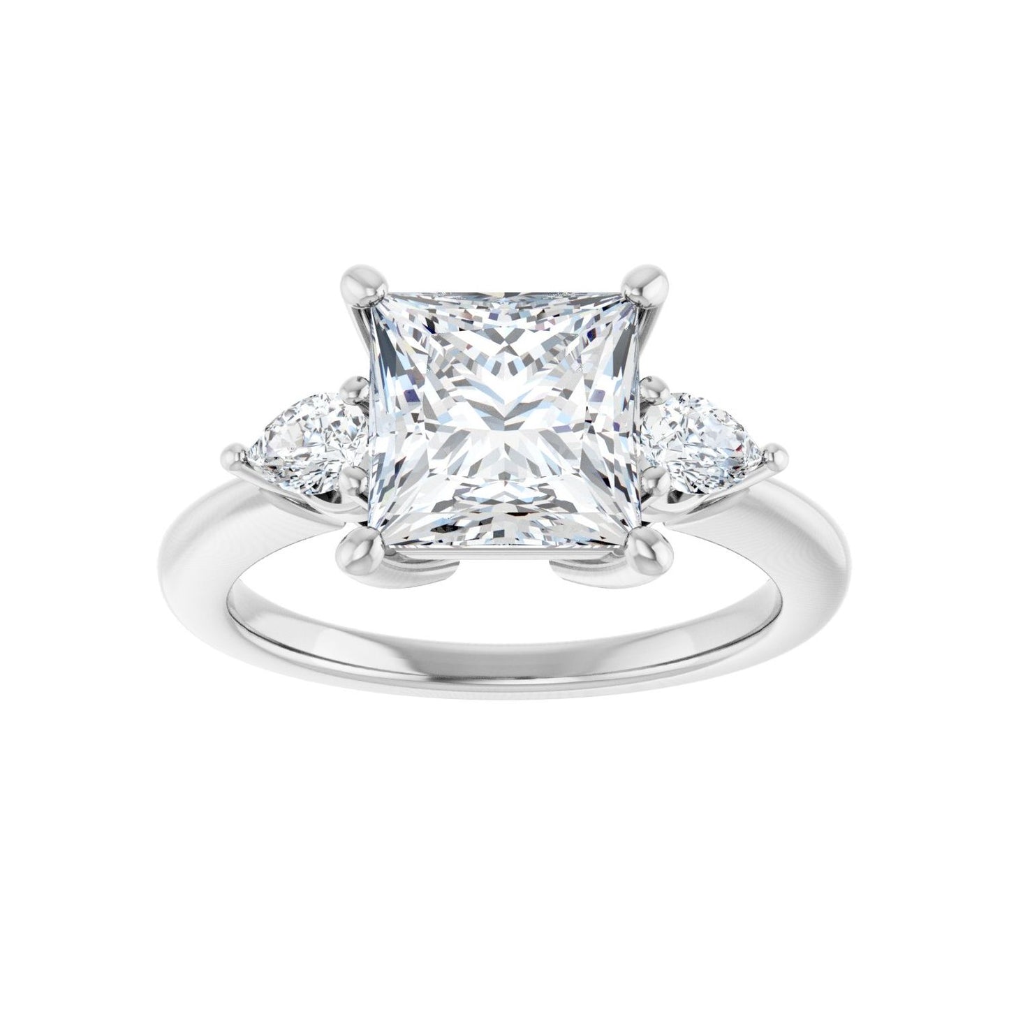 Square Three-Stone Engagement Ring | Metal Type=14K White Gold | Center Stone Size=2.5 CT | Image 3