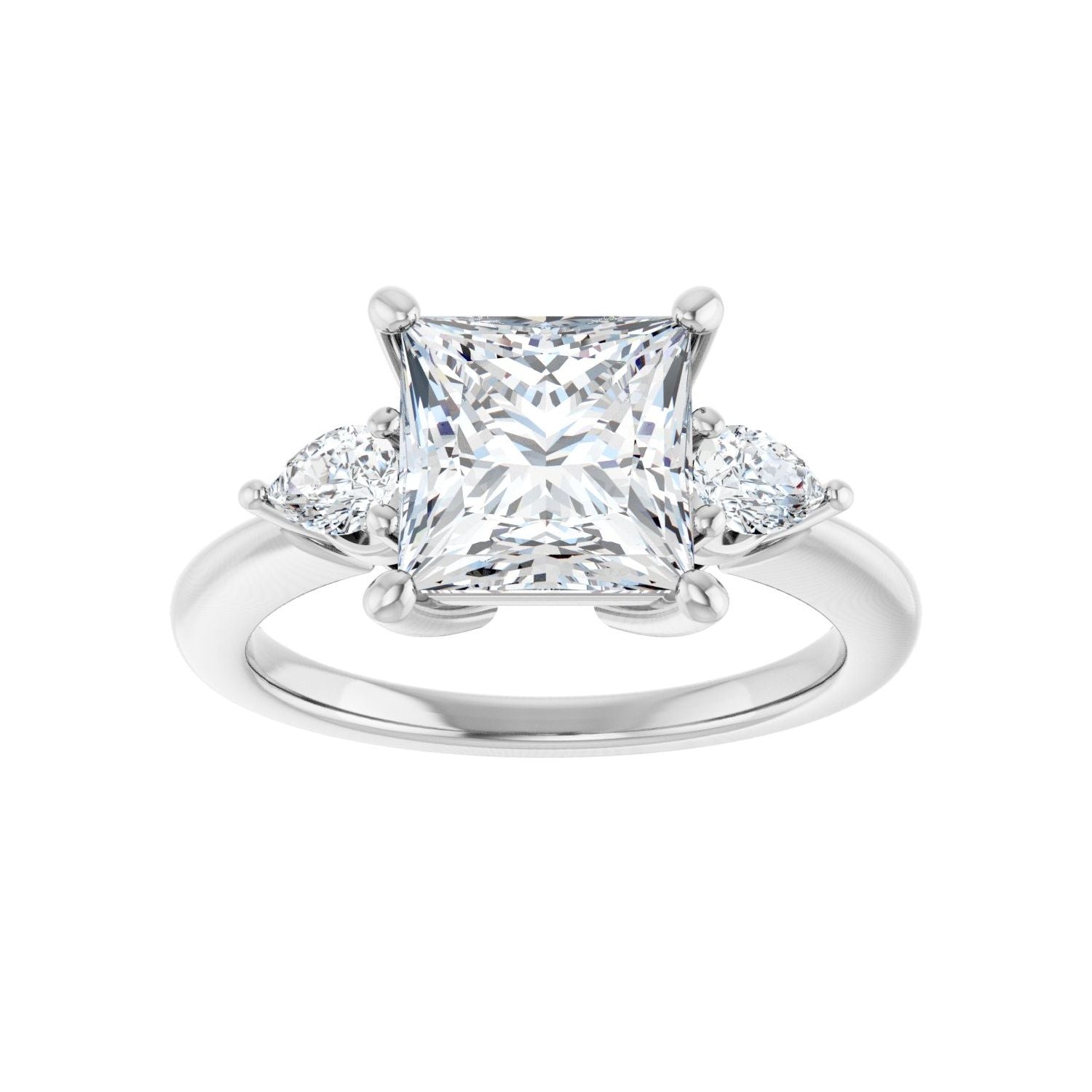 Square Three-Stone Engagement Ring | Metal Type=14K White Gold | Center Stone Size=2.5 CT | Image 3
