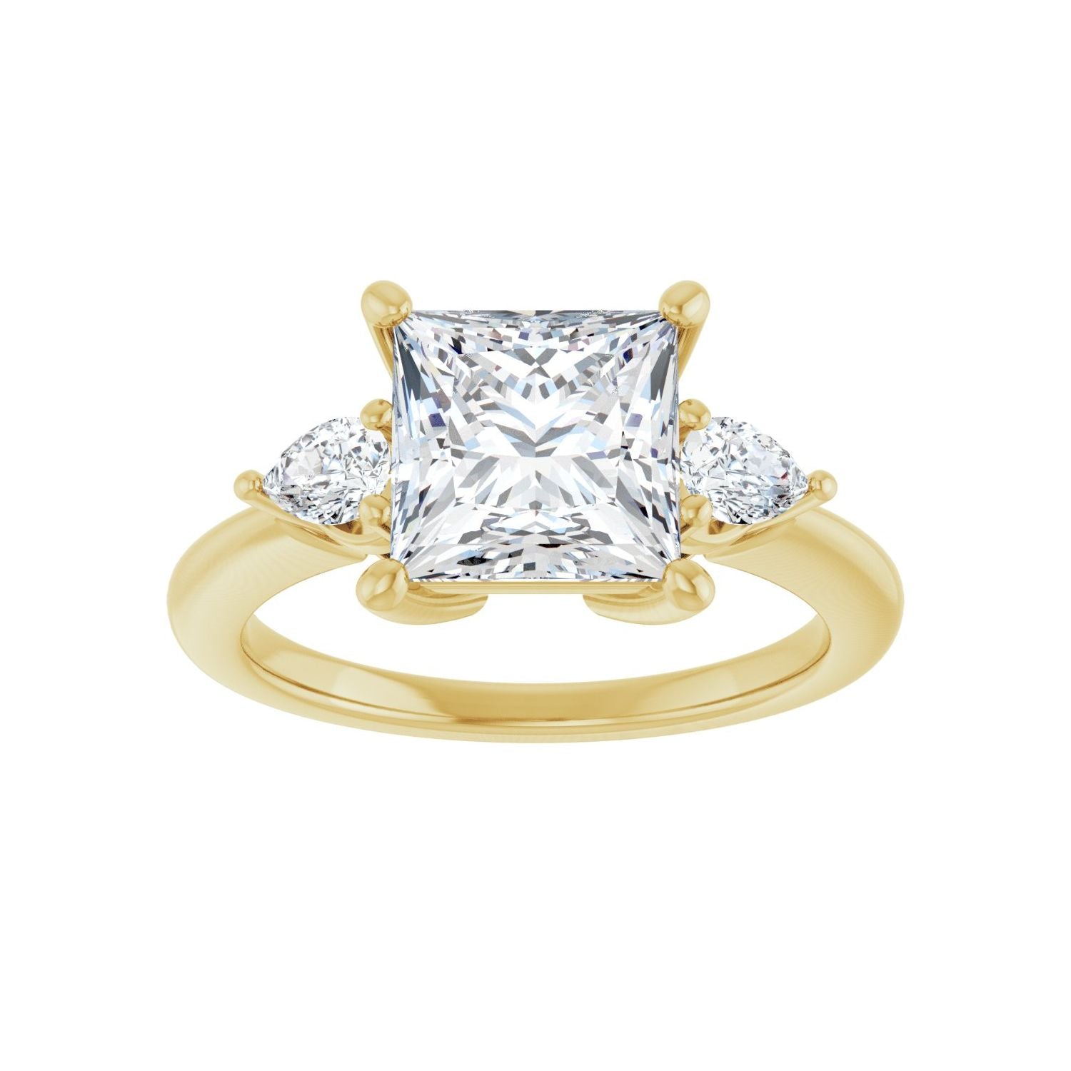 Square Three-Stone Engagement Ring | Metal Type=14K Yellow Gold | Center Stone Size=2.5 CT | Image 3