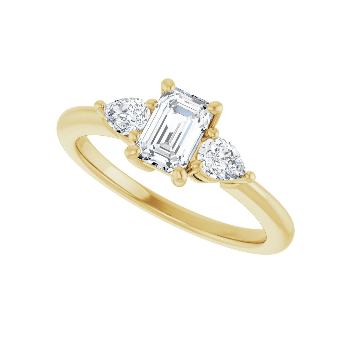 Emerald Three-Stone Engagement Ring | Metal Type=14K Yellow Gold | Center Stone Size=1 CT | Image 5
