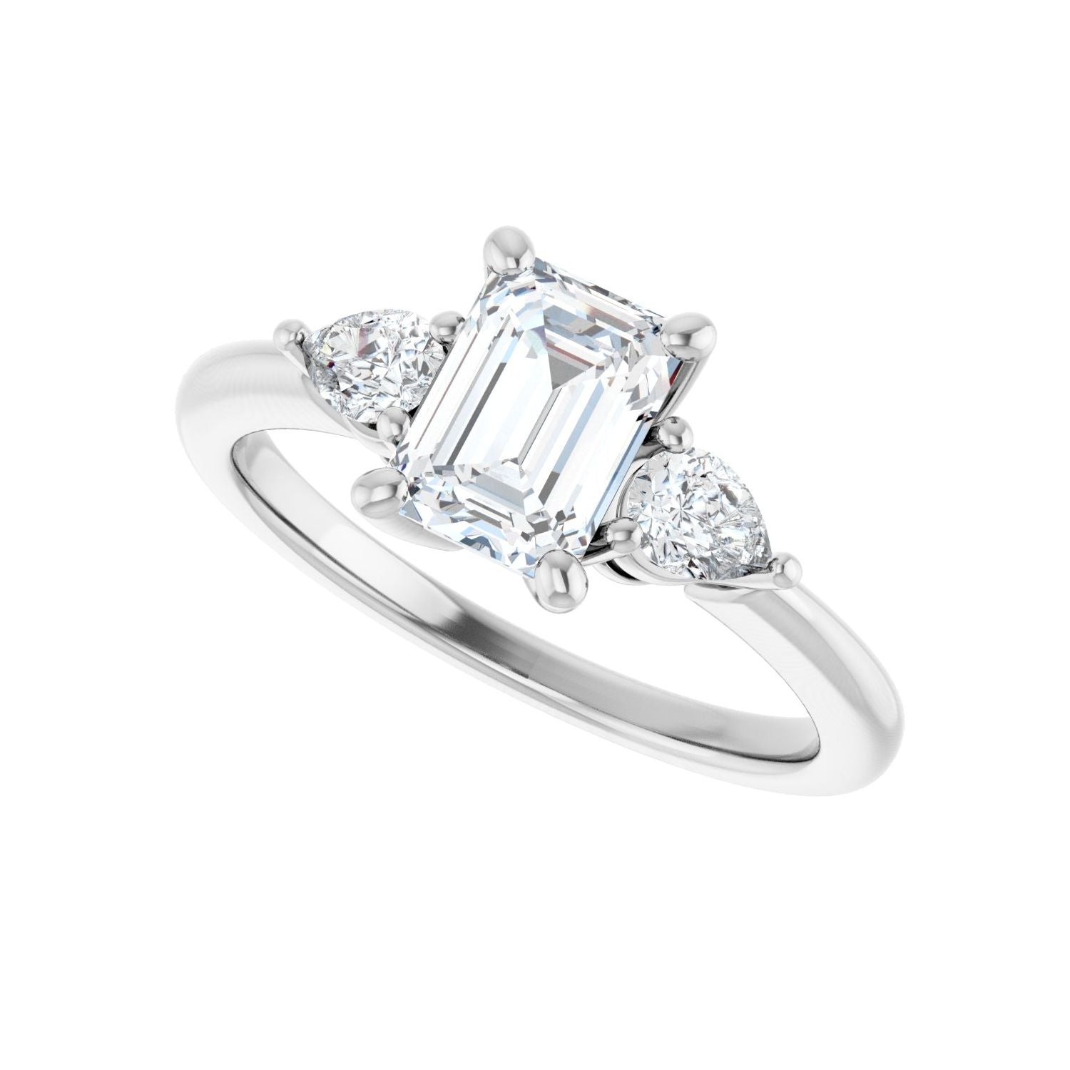 Emerald Three-Stone Engagement Ring | Metal Type=14K White Gold | Center Stone Size=1.5 CT | Image 5