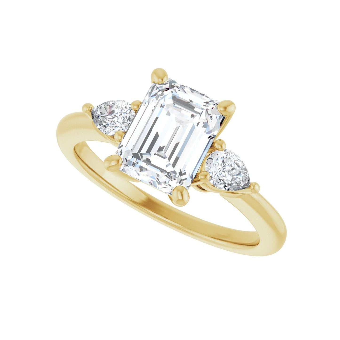 Emerald Three-Stone Engagement Ring | Metal Type=14K Yellow Gold | Center Stone Size=2 CT | Image 5