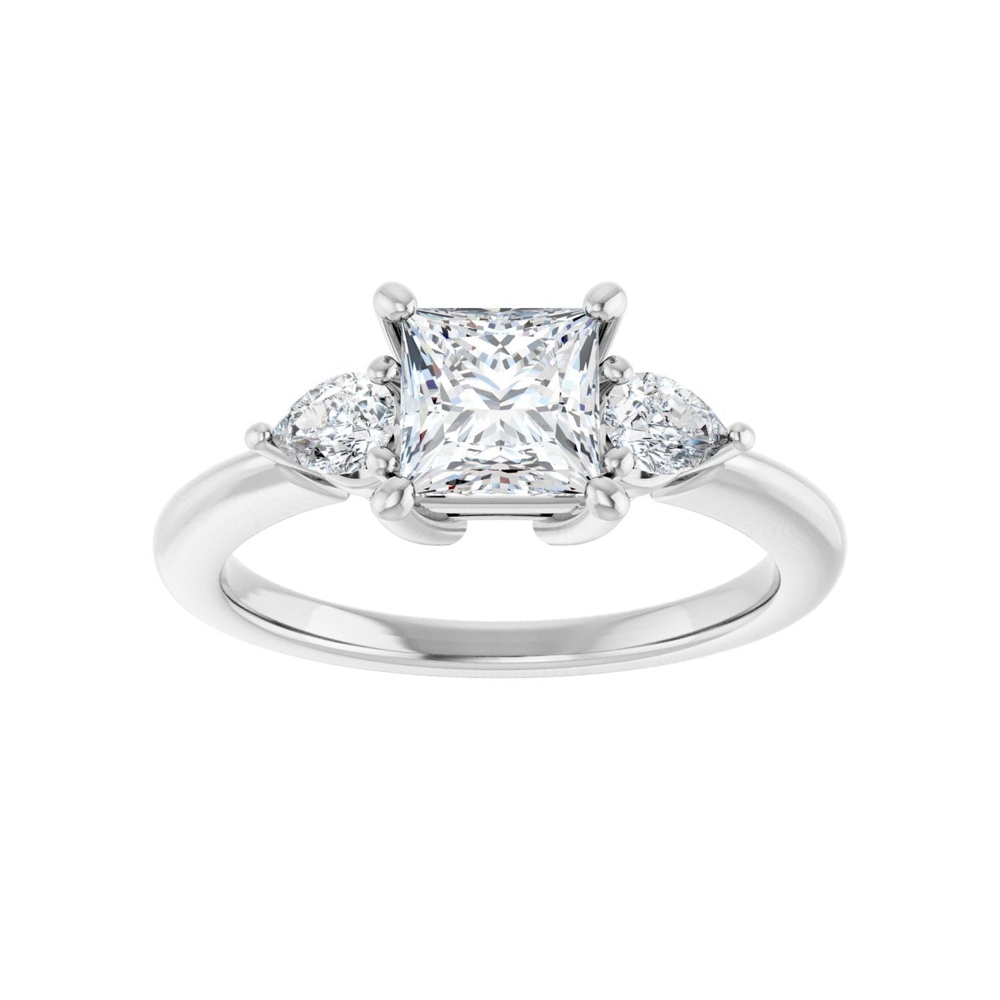 Square Three-Stone Engagement Ring | Metal Type=14K White Gold | Center Stone Size=1 CT | Image 3