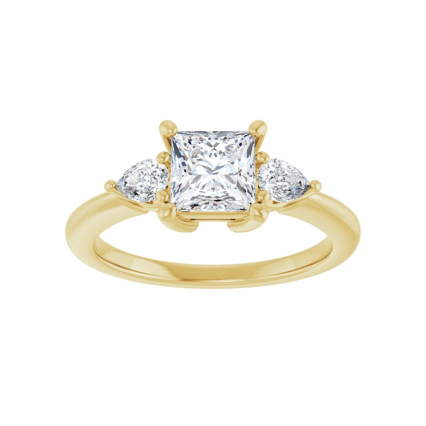 Square Three-Stone Engagement Ring | Metal Type=14K Yellow Gold | Center Stone Size=1 CT | Image 3
