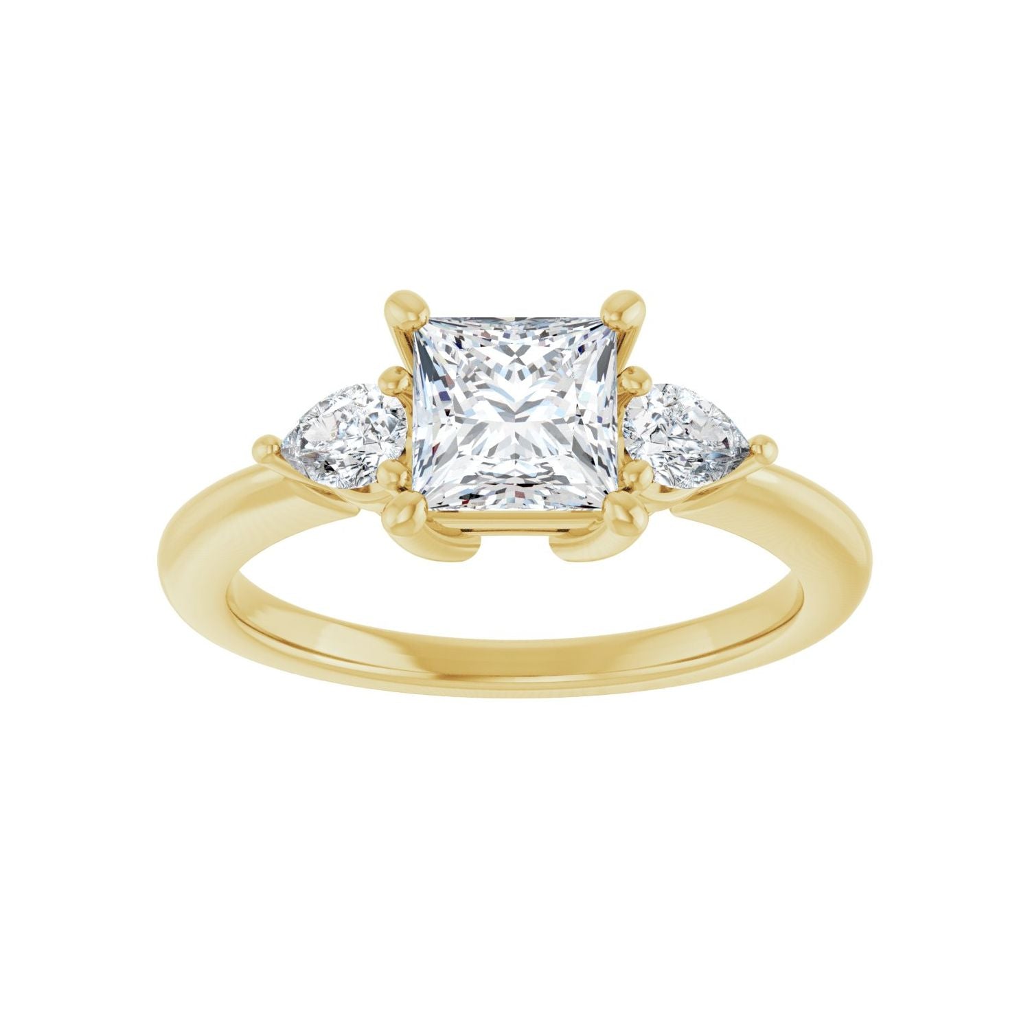 Square Three-Stone Engagement Ring | Metal Type=14K Yellow Gold | Center Stone Size=1 CT | Image 3