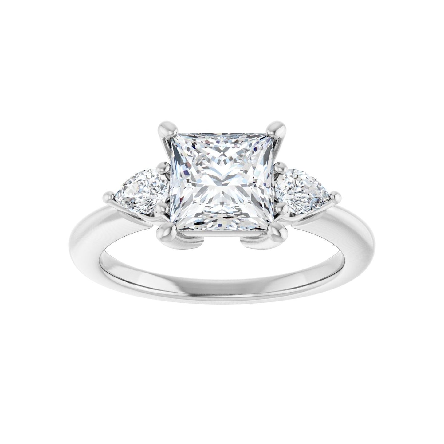Square Three-Stone Engagement Ring | Metal Type=14K White Gold | Center Stone Size=1.5 CT | Image 3