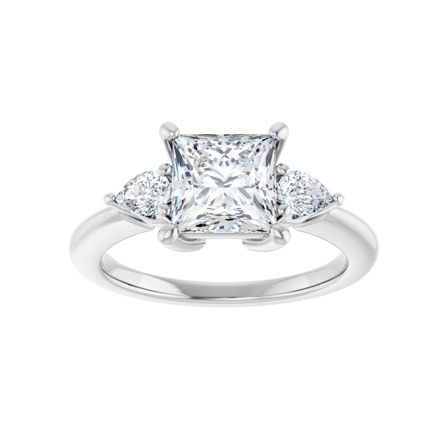 Square Three-Stone Engagement Ring | Metal Type=14K White Gold | Center Stone Size=1.5 CT | Image 3