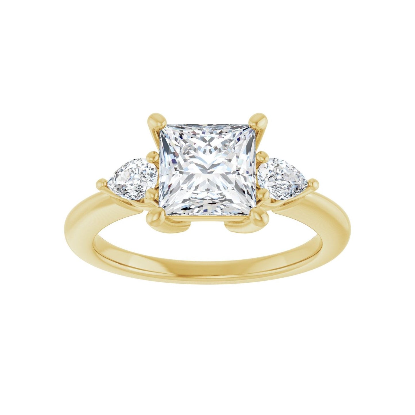 Square Three-Stone Engagement Ring | Metal Type=14K Yellow Gold | Center Stone Size=1.5 CT | Image 3