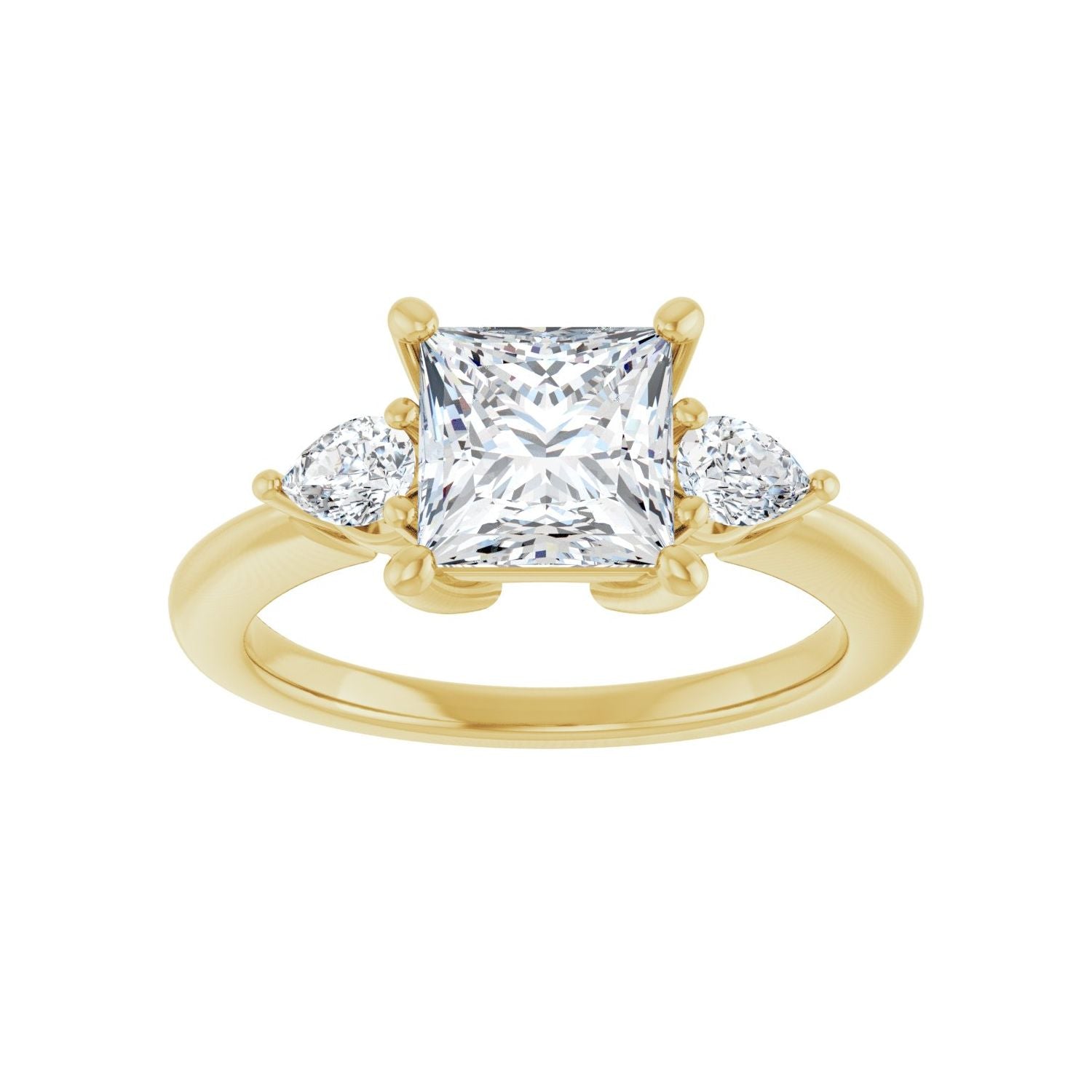 Square Three-Stone Engagement Ring | Metal Type=14K Yellow Gold | Center Stone Size=1.5 CT | Image 3